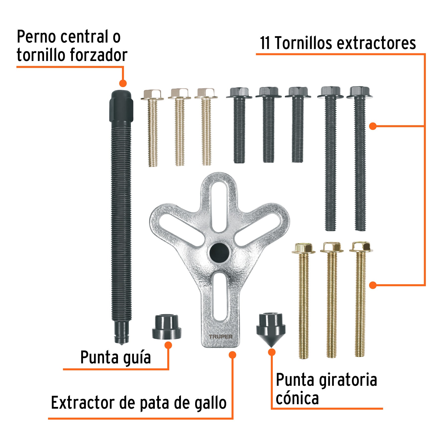 Juego de extractor tipo pata de gallo con 15 piezas