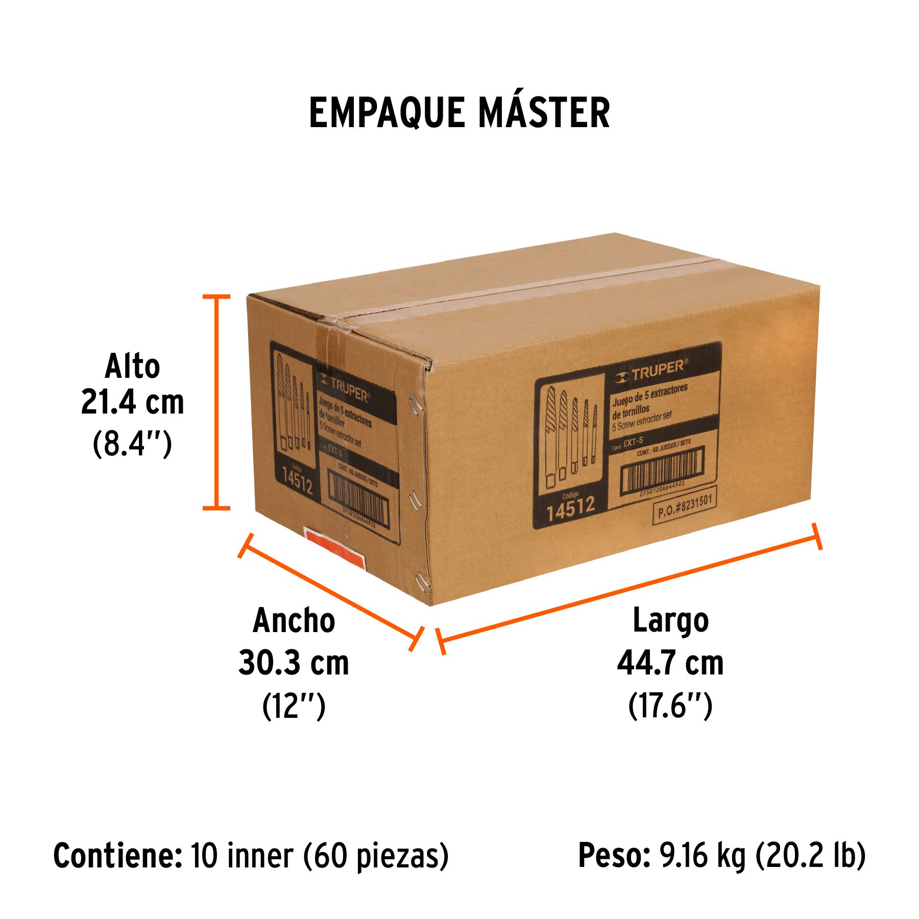 Juego extractores de tornillos, 5 piezas
