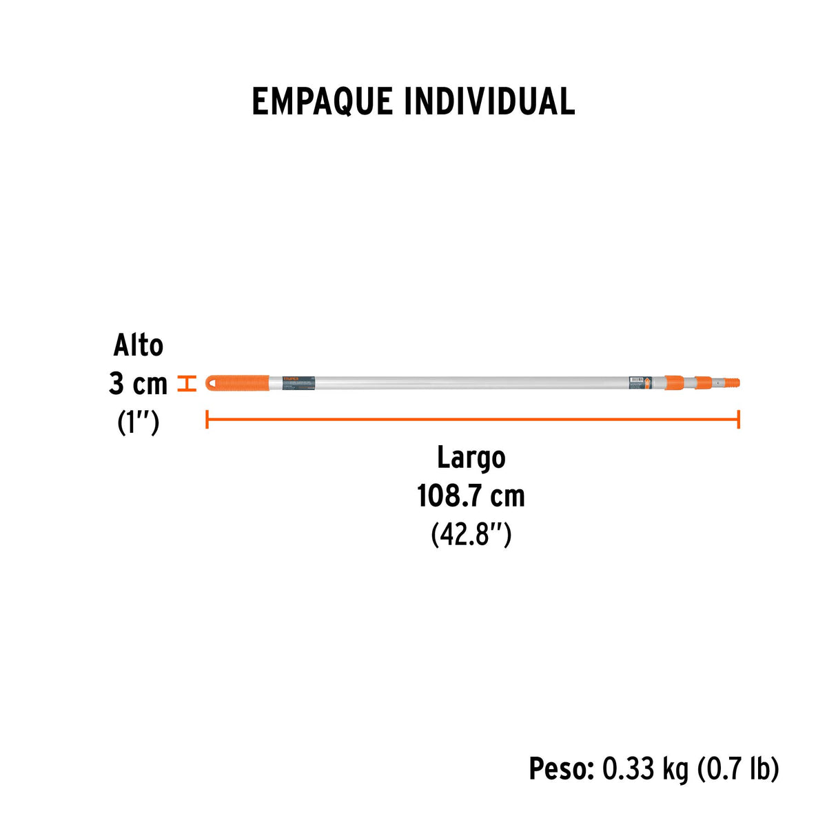 Extensión de aluminio para rodillo, 2 m