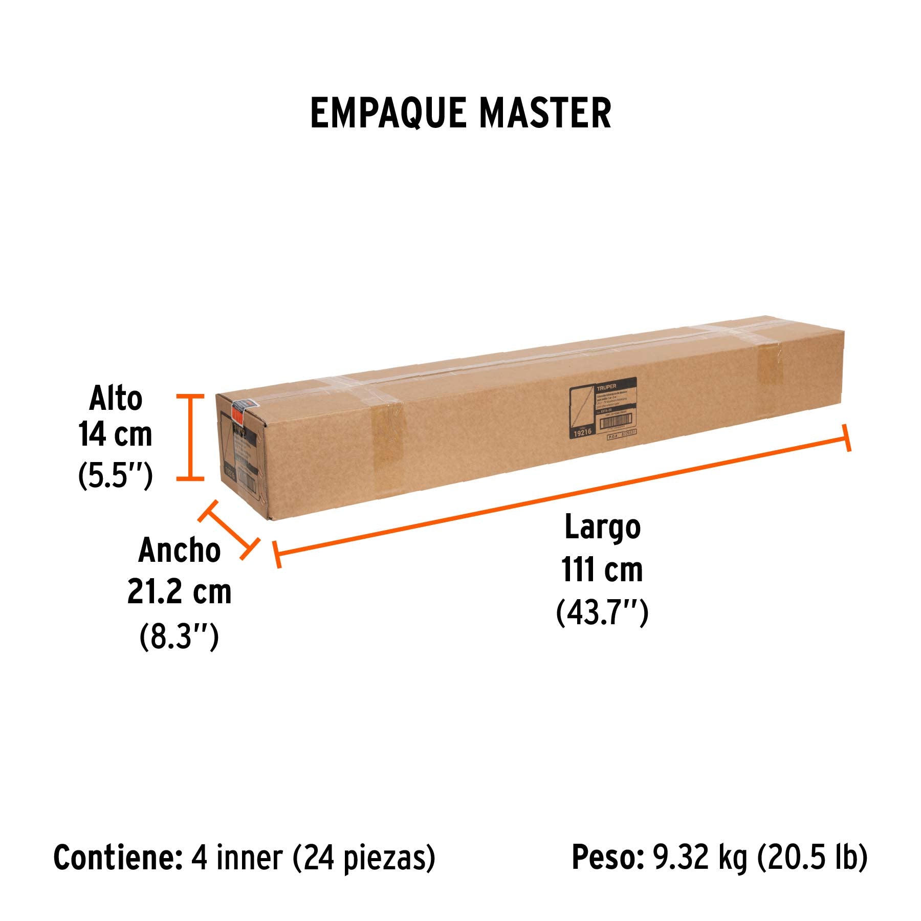 Extensión de aluminio para rodillo, 2 m