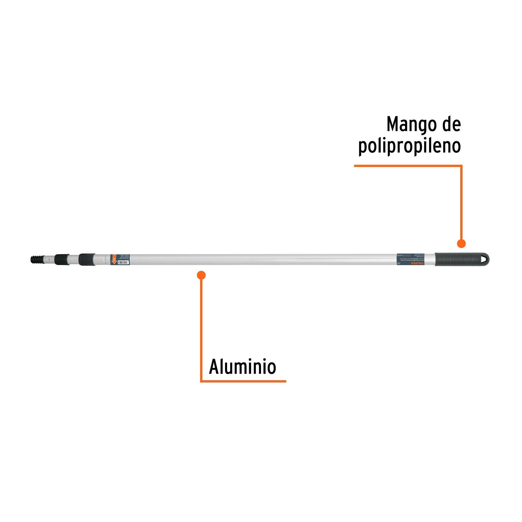 Extensión de aluminio para rodillo, 2 m