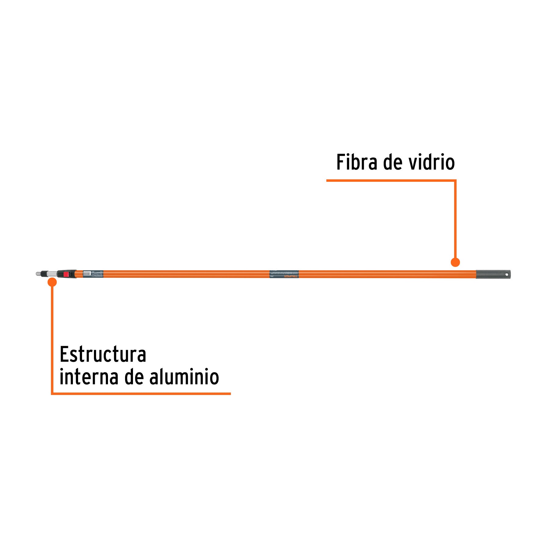 Extensión de fibra de vidrio para rodillo, 3.6 m