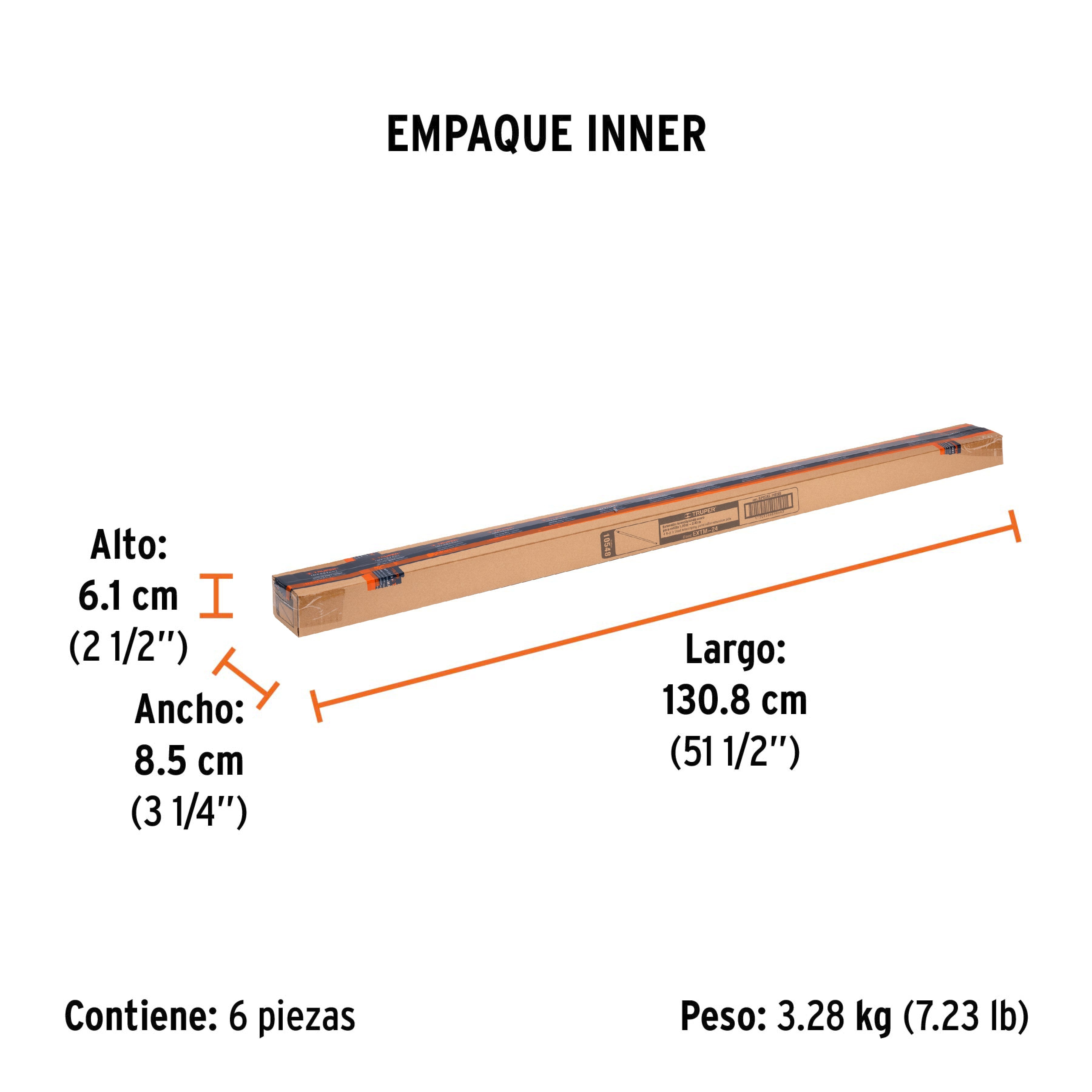 Extensión de acero para rodillo, 2.4 m