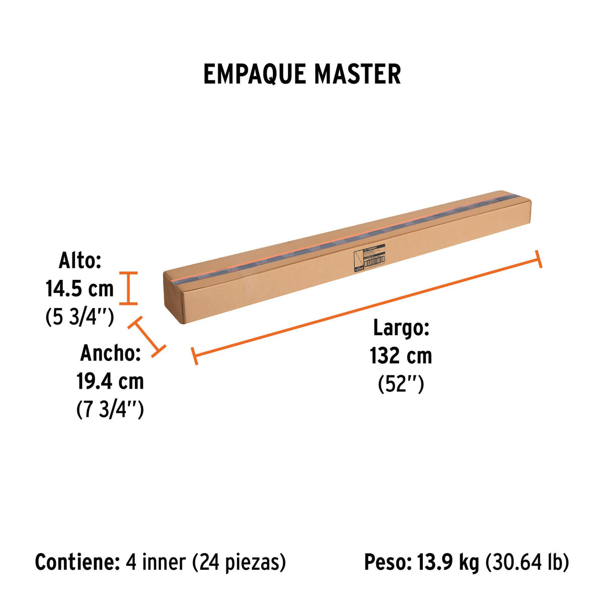 Extensión de acero para rodillo, 2.4 m