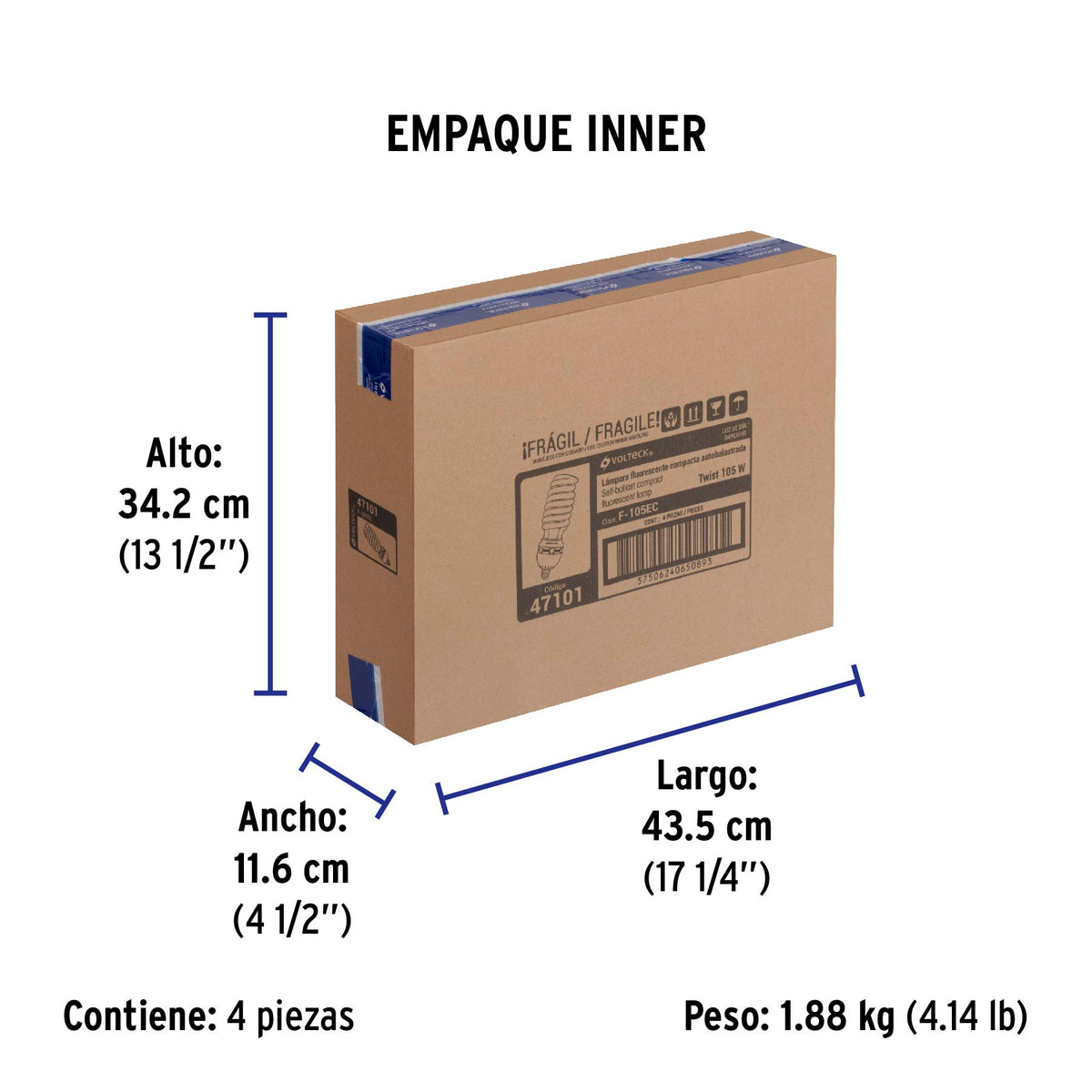 Lámpara 105 W, espiral, alta potencia, luz día, T5, en caja