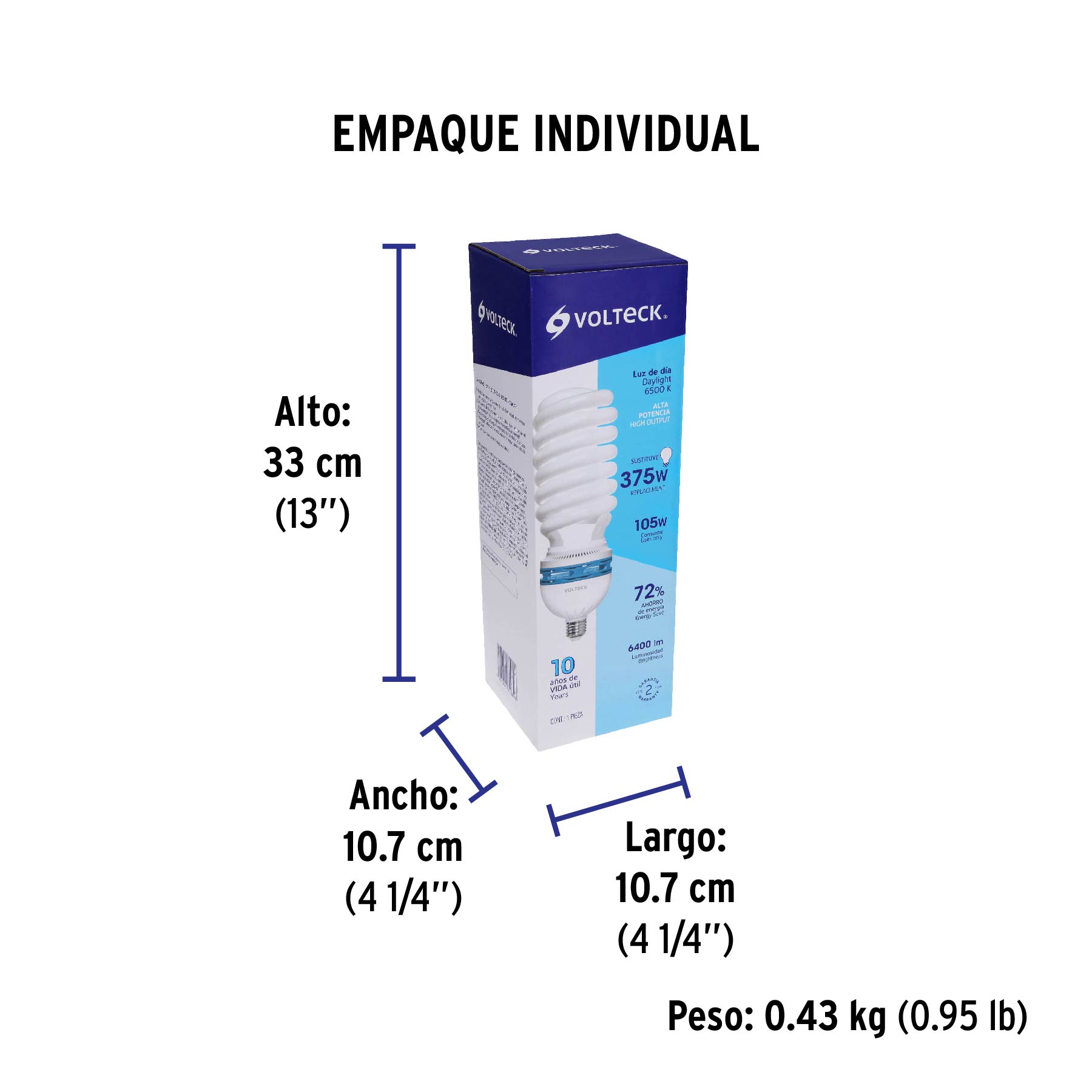 Lámpara 105 W, espiral, alta potencia, luz día, T5, en caja
