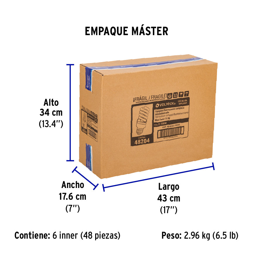 Lámpara 15 W, espiral mini, luz día, T2, en blister, Volteck