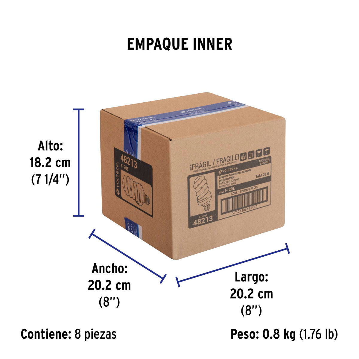 Lámpara 20 W, espiral, luz día, T4, en blister, Volteck