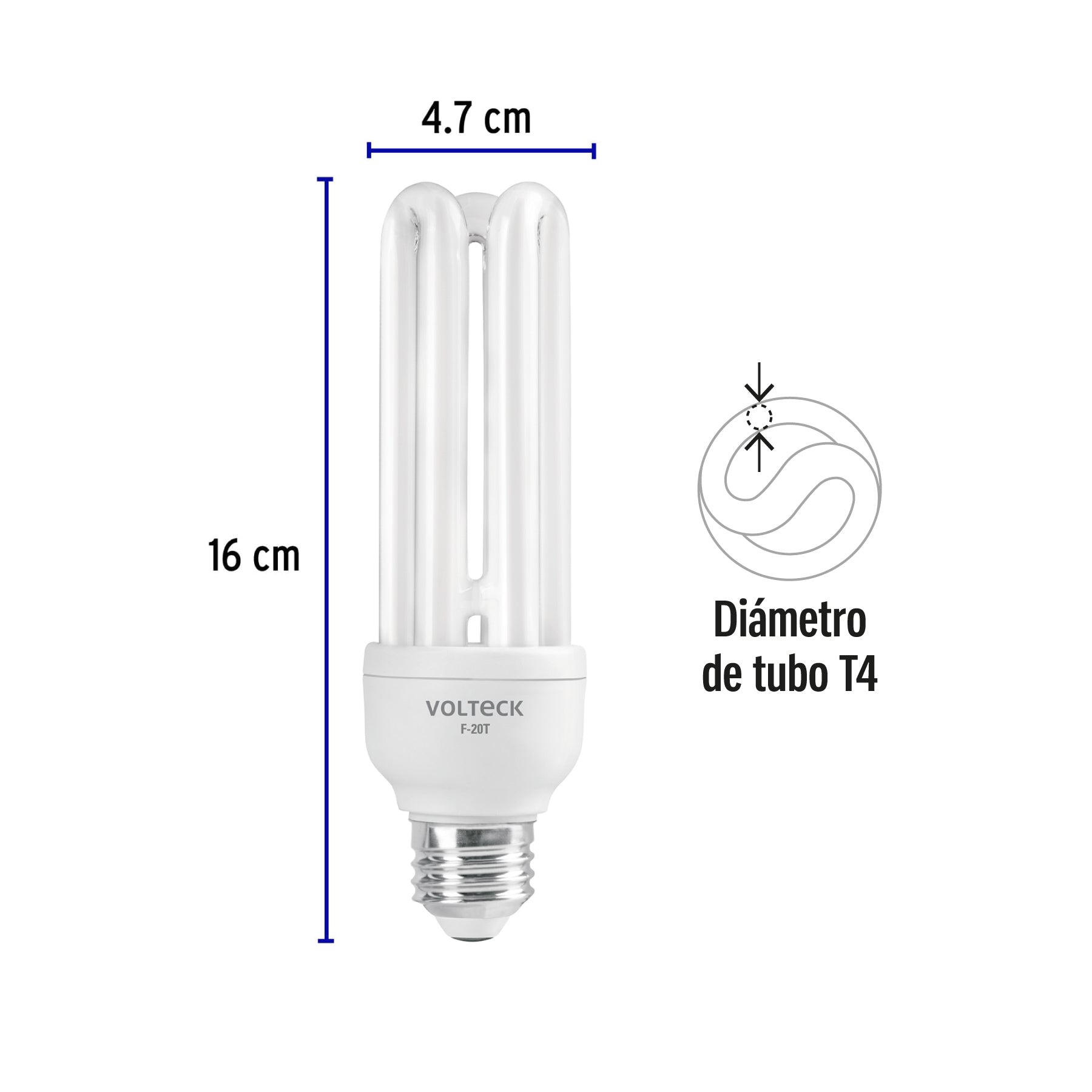 Lámpara 20 W, triple, luz día, T4, en blister, Volteck