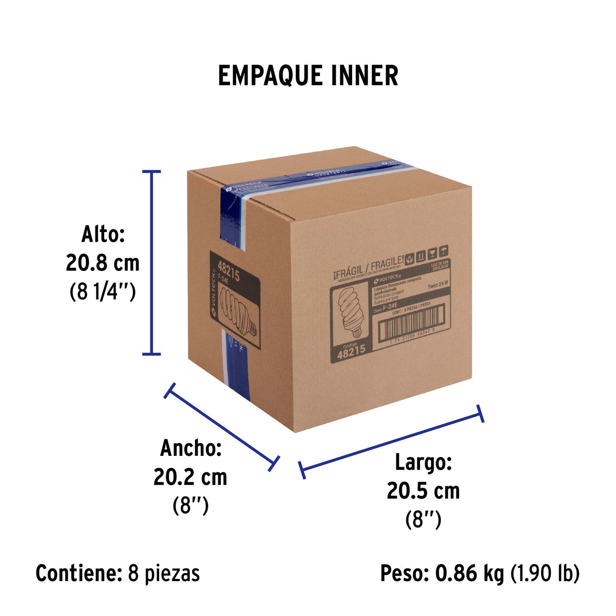 Lámpara 24 W, espiral, luz día, T4, en blister, Volteck