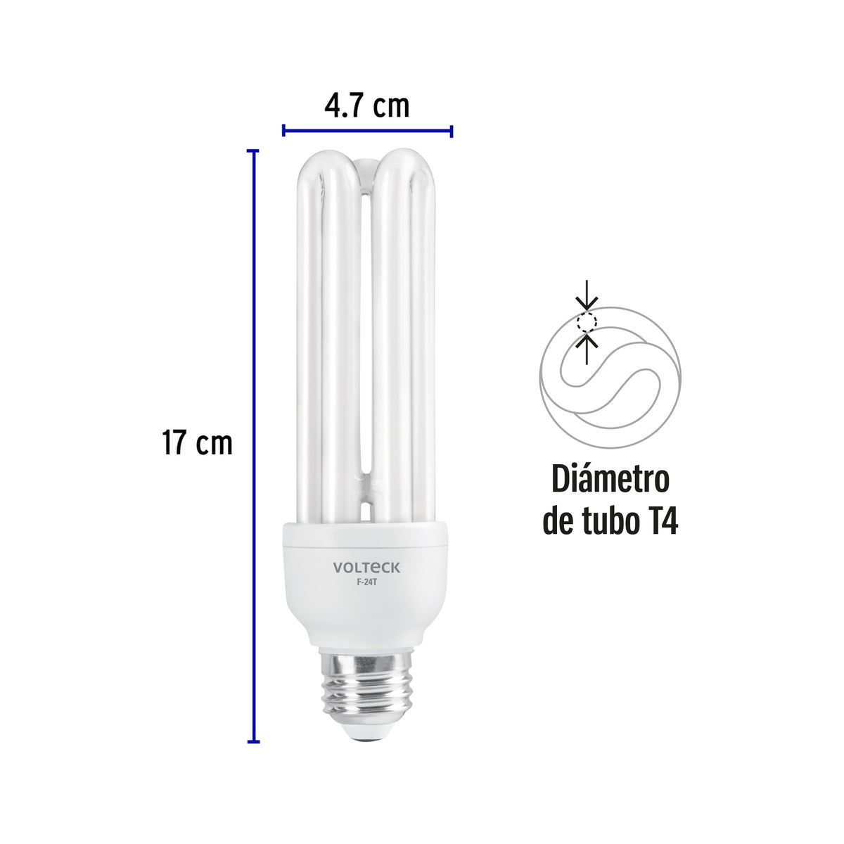 Lámpara 24 W, triple, luz día, T4, en blister, Volteck