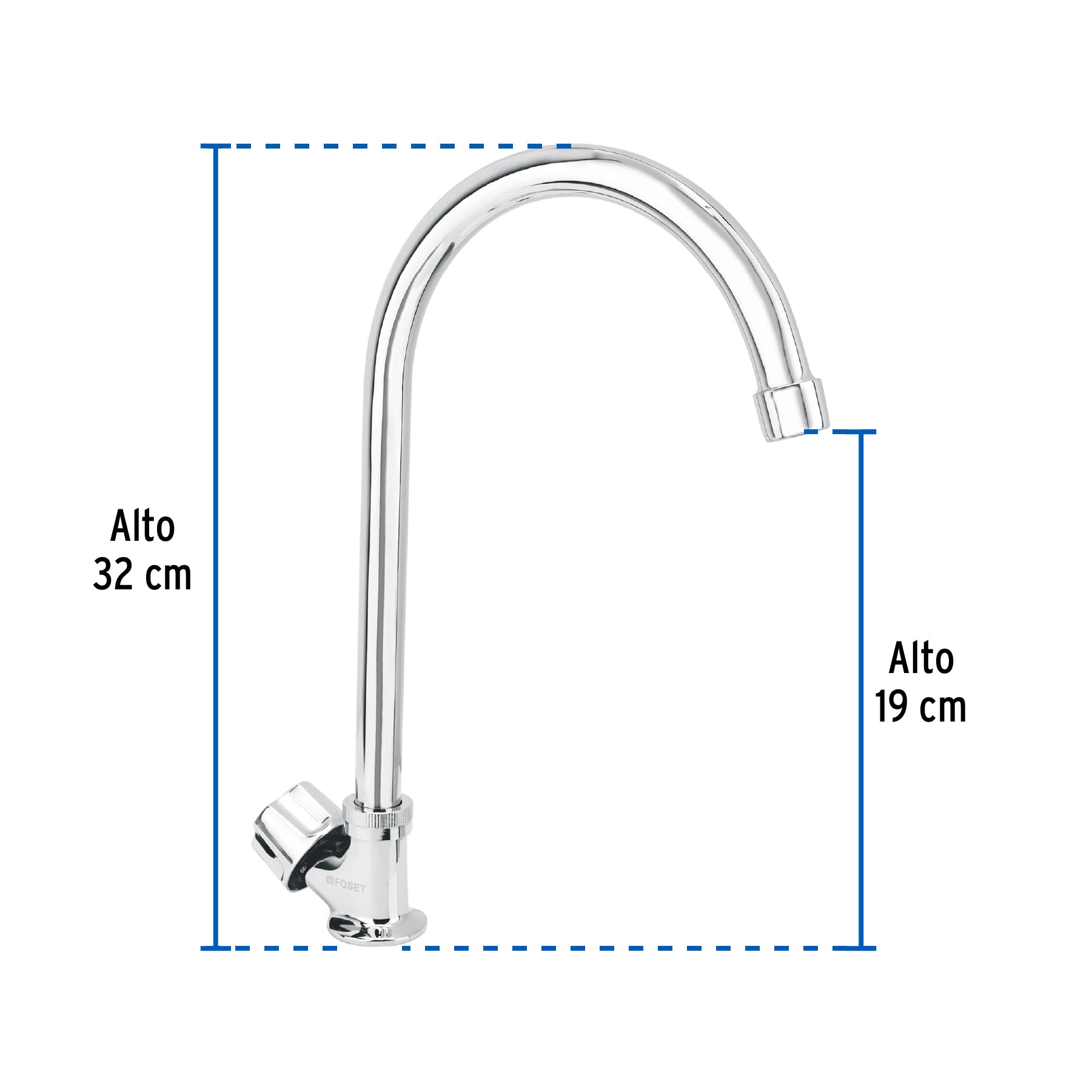 Llave individual para fregadero, cuello curvo, Basic