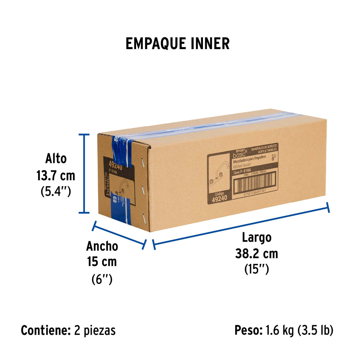 Mezcladora para fregadero, manerales de acrílico, Basic
