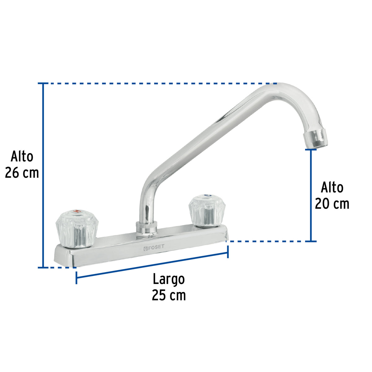 Mezcladora para fregadero, manerales de acrílico, Basic