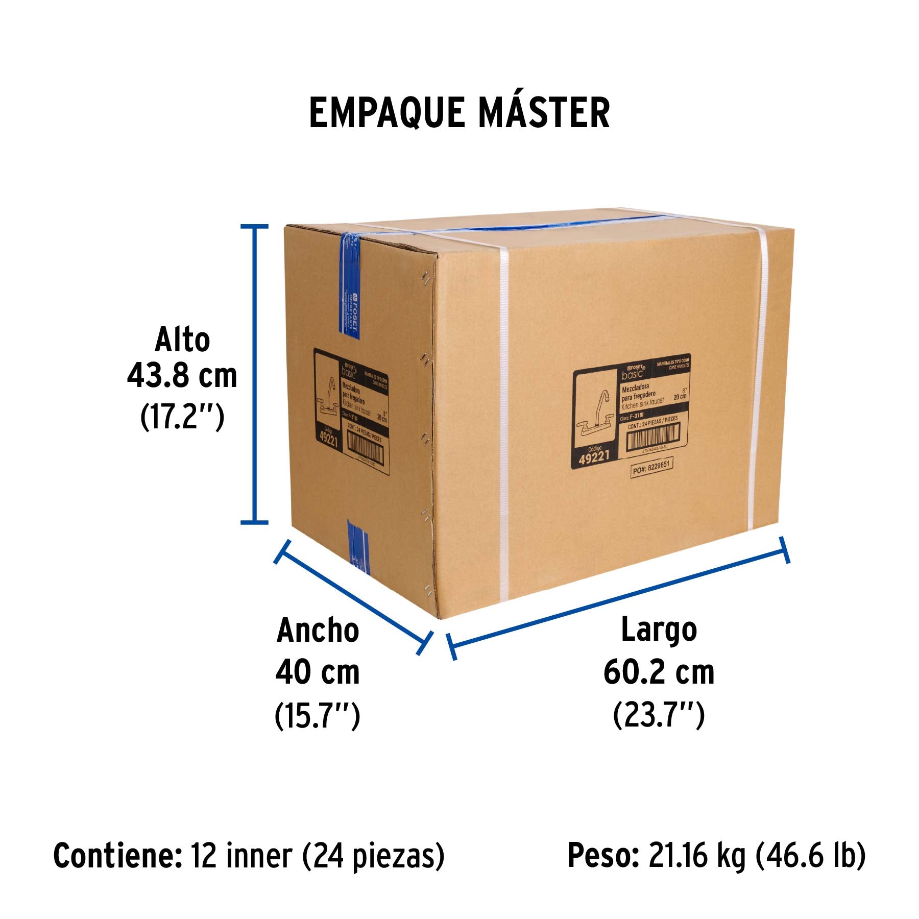 Mezcladora para fregadero, manerales cono, Basic