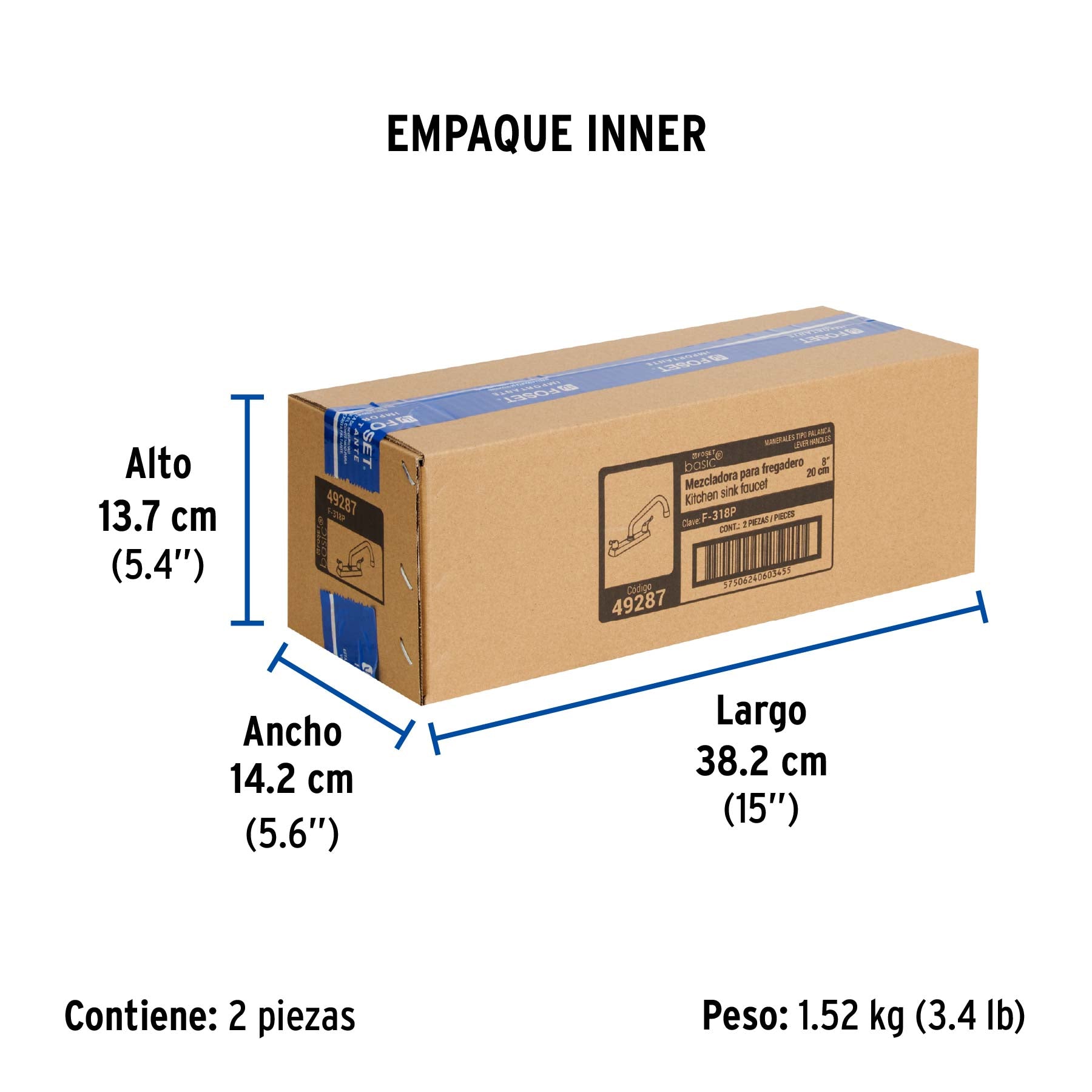 Mezcladora para fregadero, manerales palanca, Basic