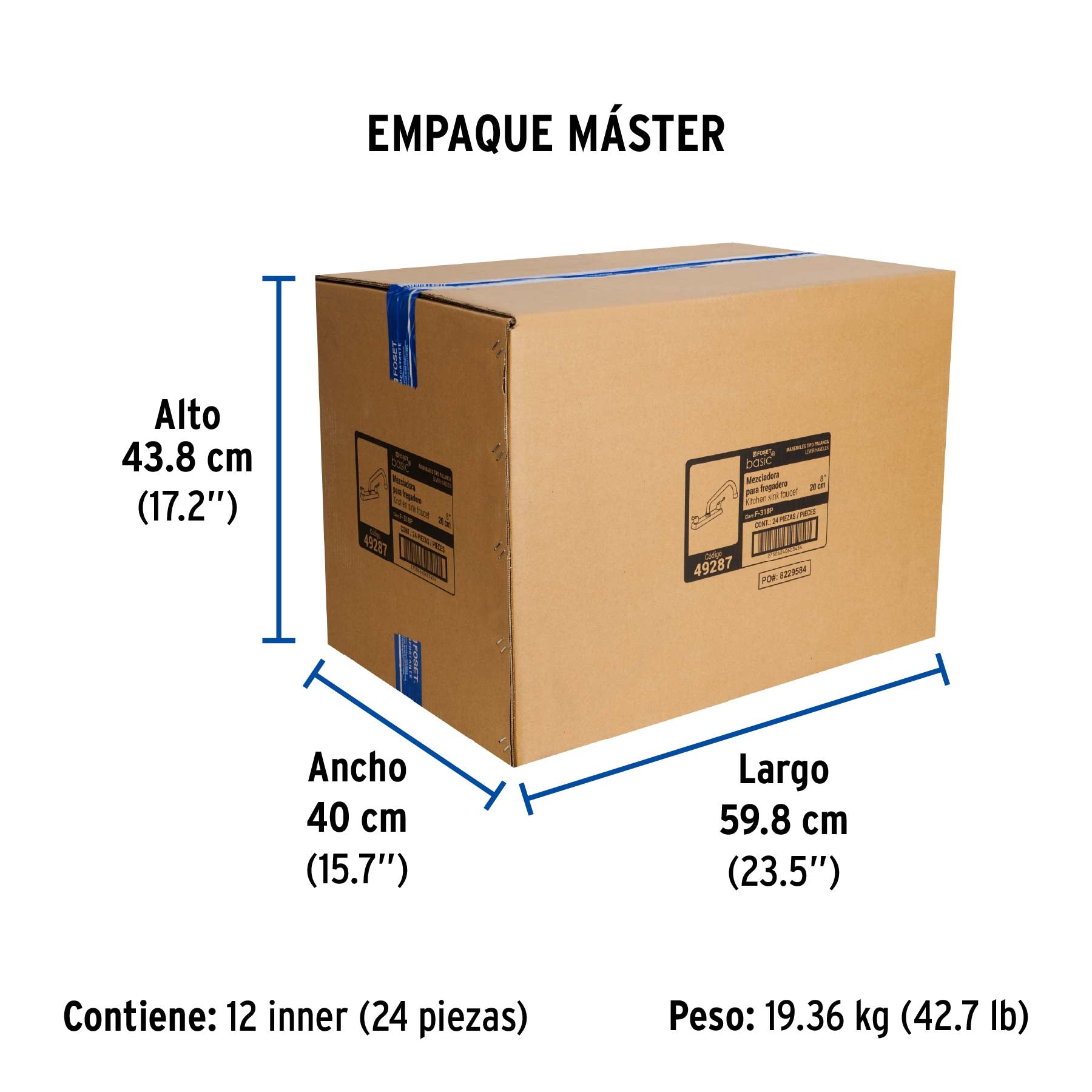 Mezcladora para fregadero, manerales palanca, Basic