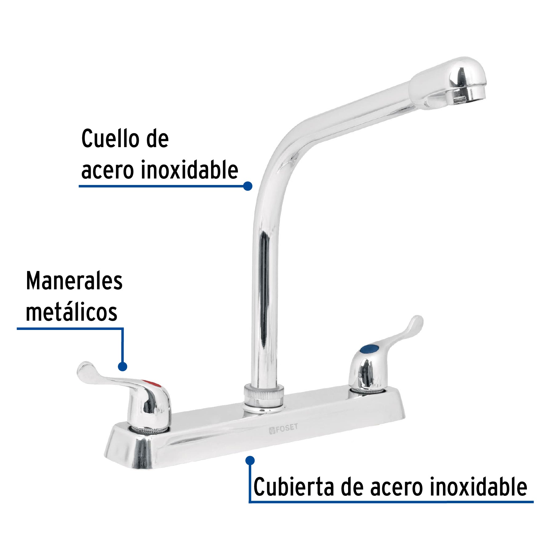 Mezcladora fregadero, manerales palanca, cuello cobra, Basic