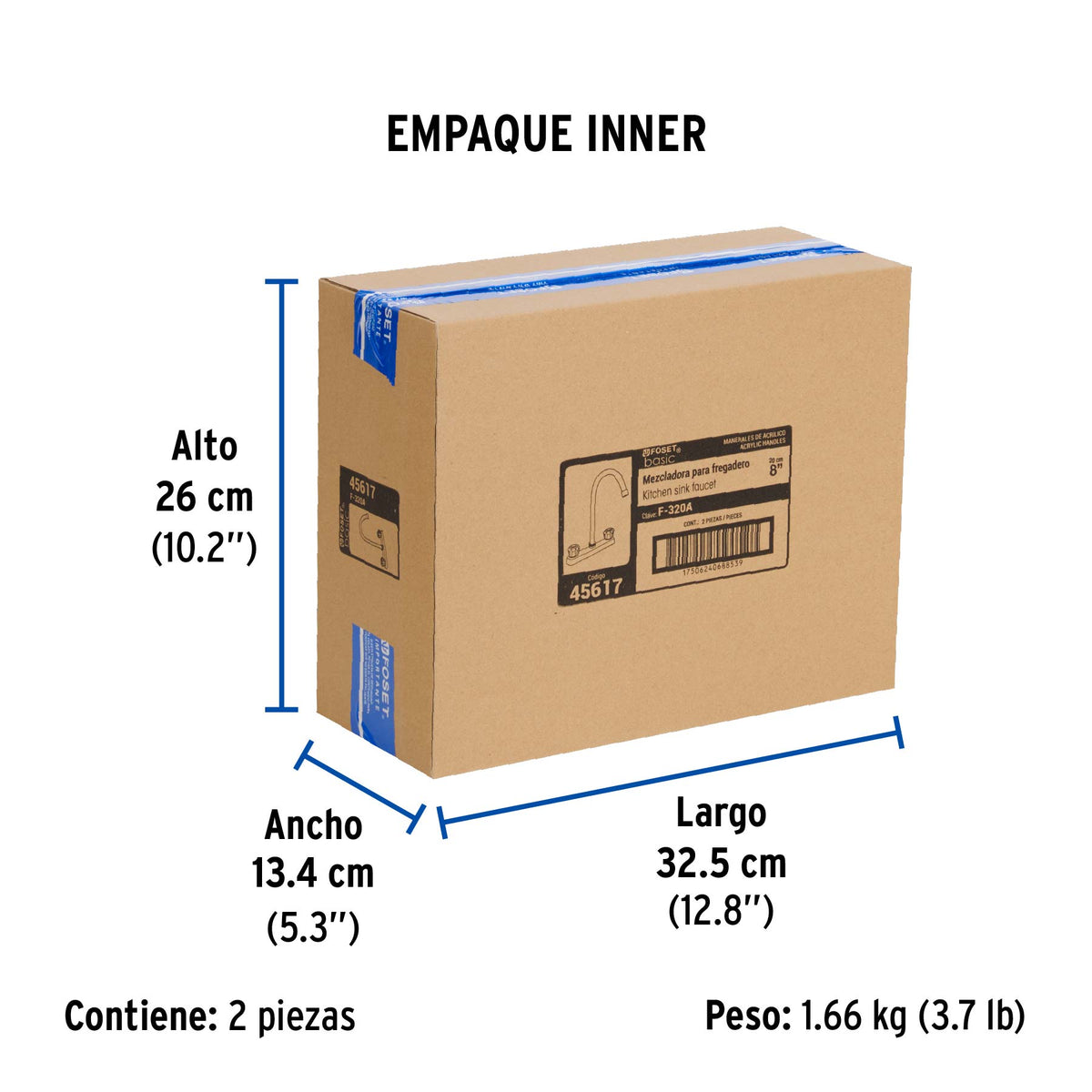 Mezcladora para fregadero, acrílico, cuello curvo, Basic