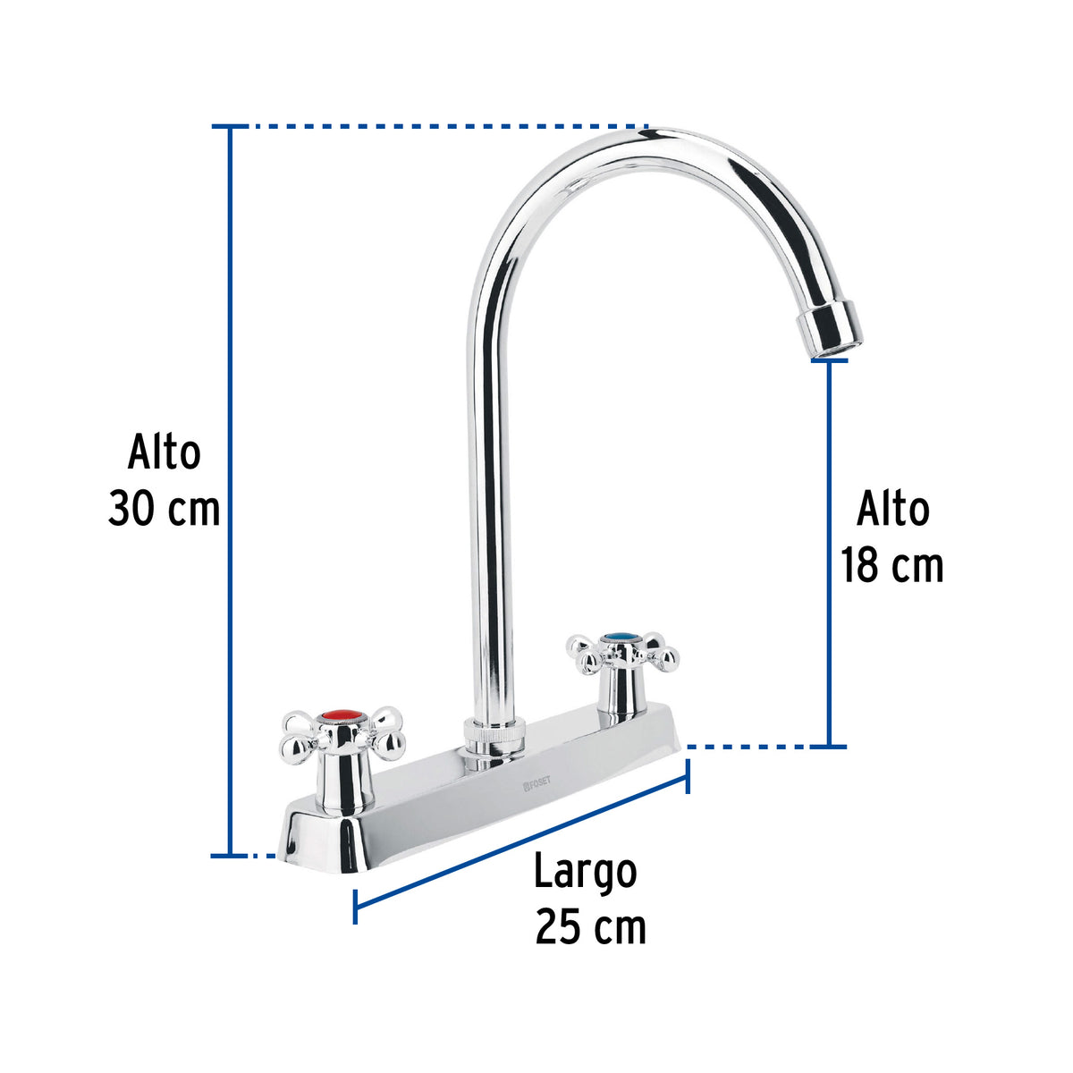 Mezcladora para fregadero, cruceta, cuello curvo,Basic