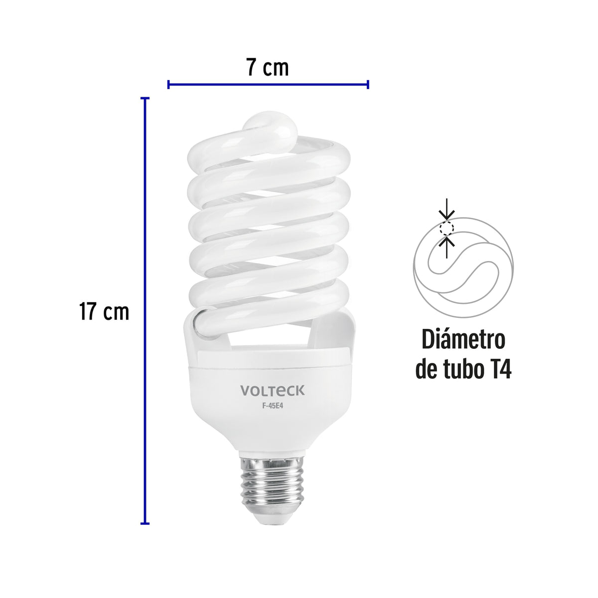 Lámpara 45 W, espiral, alta potencia, luz día, T4 , en caja