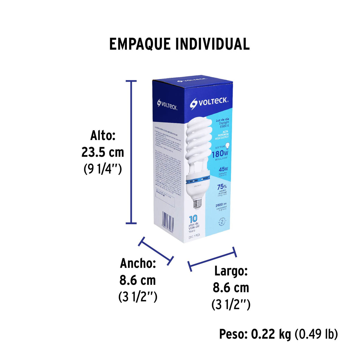 Lámpara 45 W, espiral, alta potencia, luz día, T5 , en caja