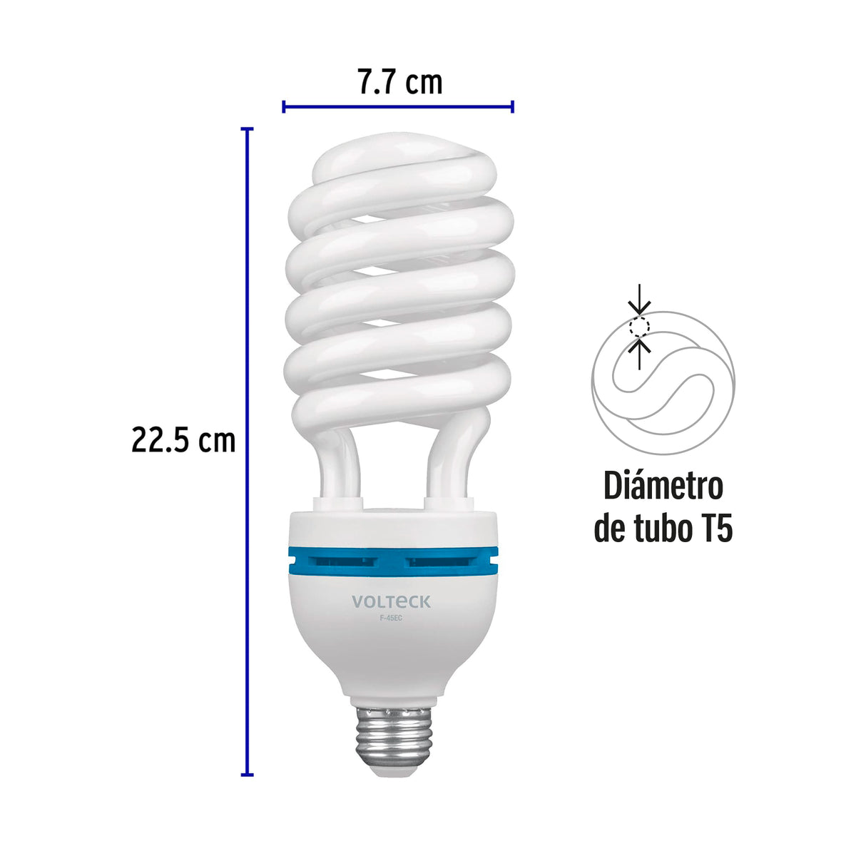 Lámpara 45 W, espiral, alta potencia, luz día, T5 , en caja