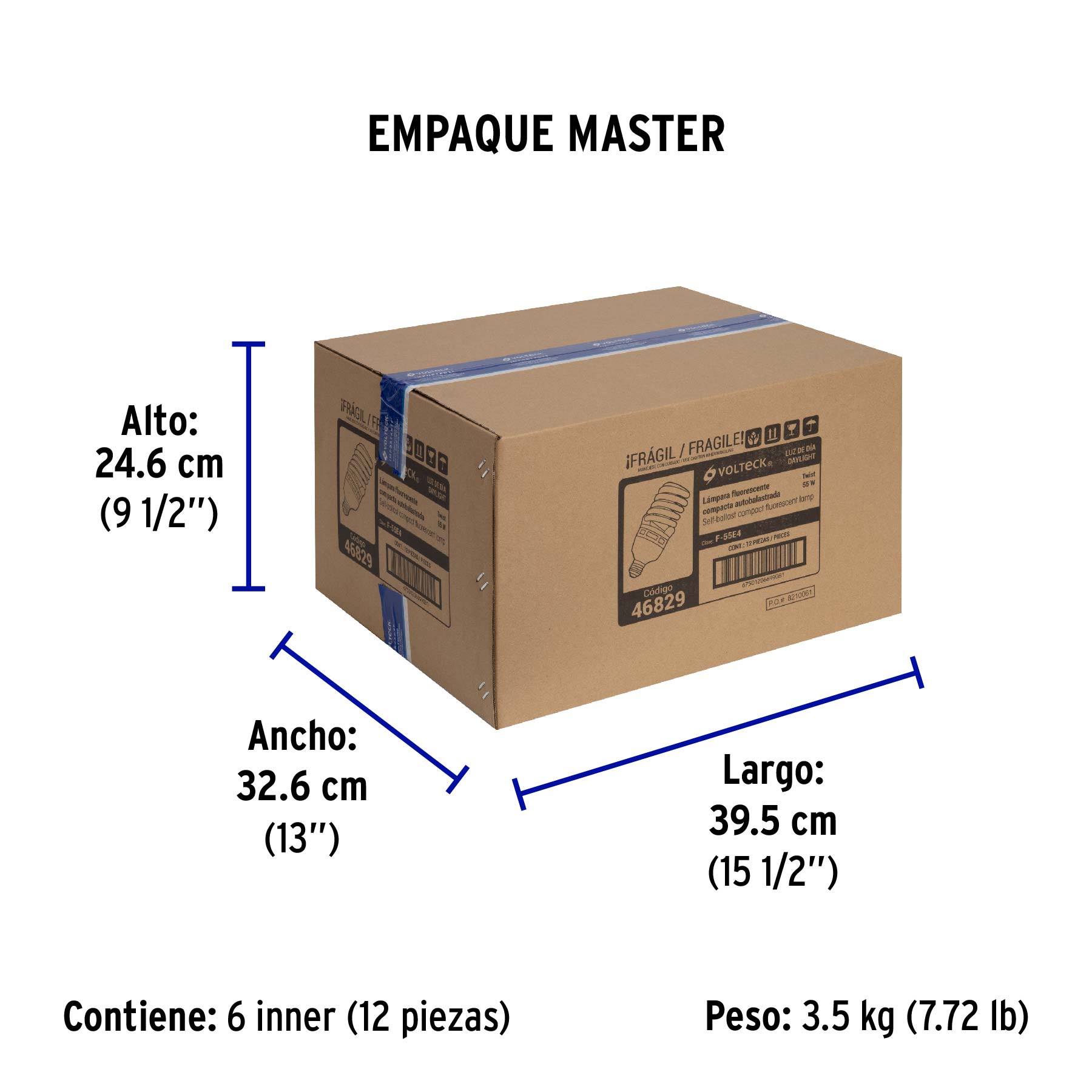 Lámpara 55 W, espiral, alta potencia, luz día, T4 , en caja