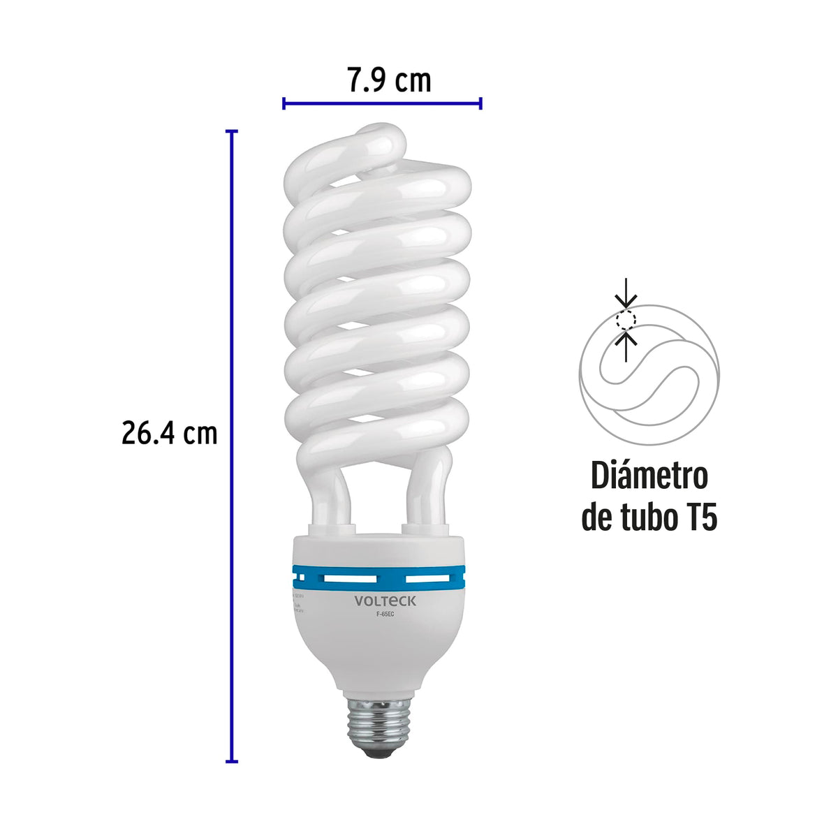 Lámpara 65 W, espiral, alta potencia ,luz día, T5, en caja
