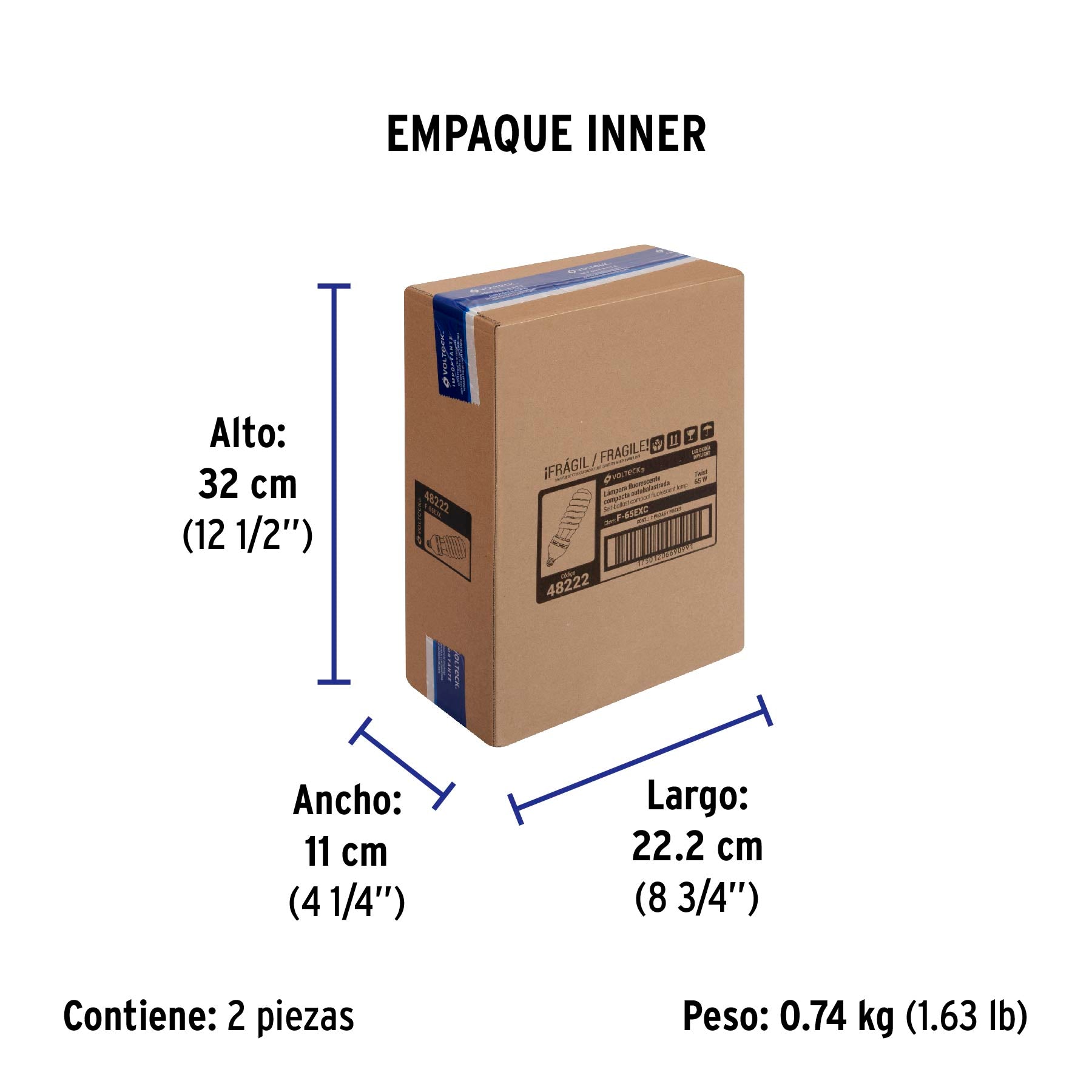 Lámpara 65 W, espiral, base mogul E39, luz día, 220 V, caja