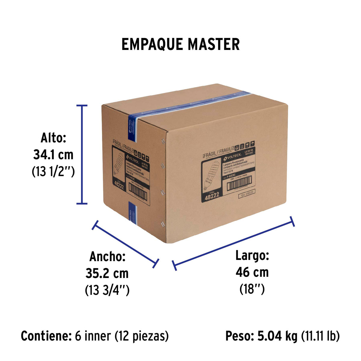 Lámpara 65 W, espiral, base mogul E39, luz día, 220 V, caja
