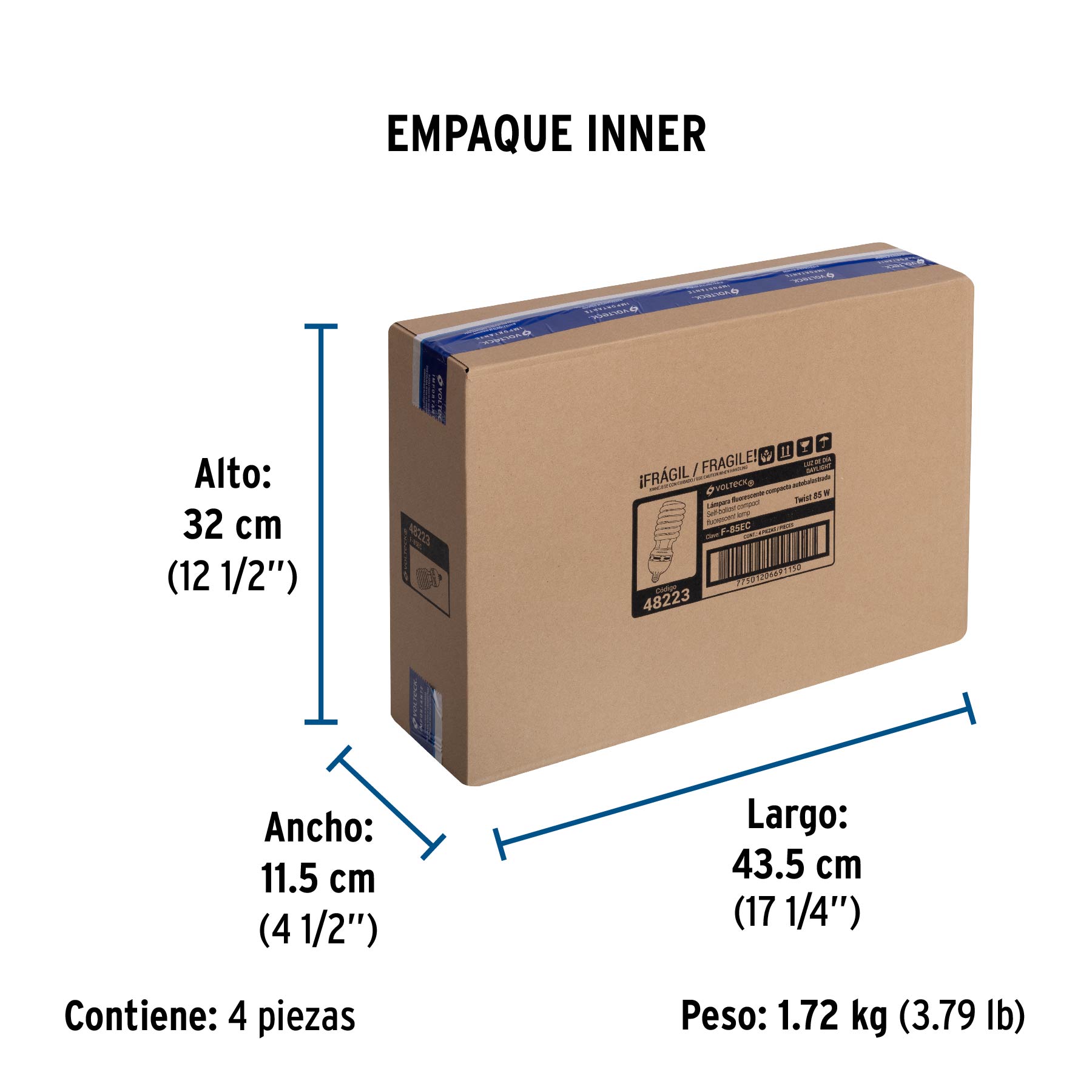 Lámpara 85 W, espiral, alta potencia, luz día, T5, en caja