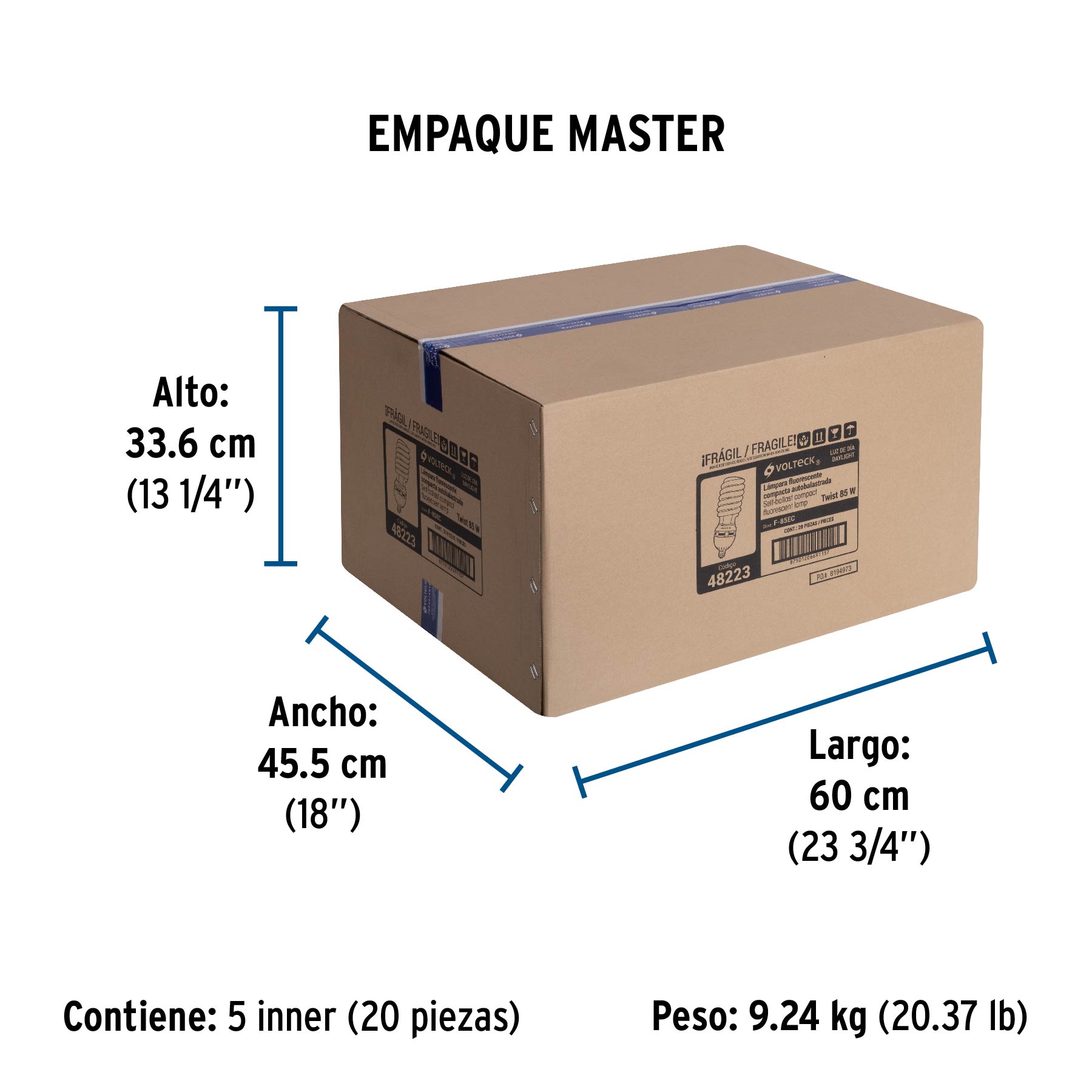 Lámpara 85 W, espiral, alta potencia, luz día, T5, en caja