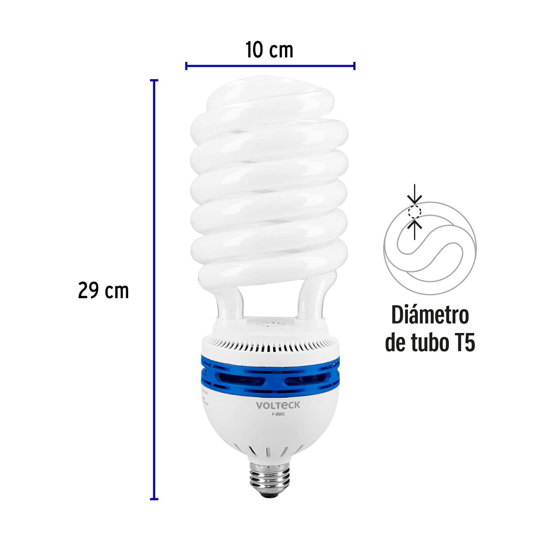 Lámpara 85 W, espiral, alta potencia, luz día, T5, en caja