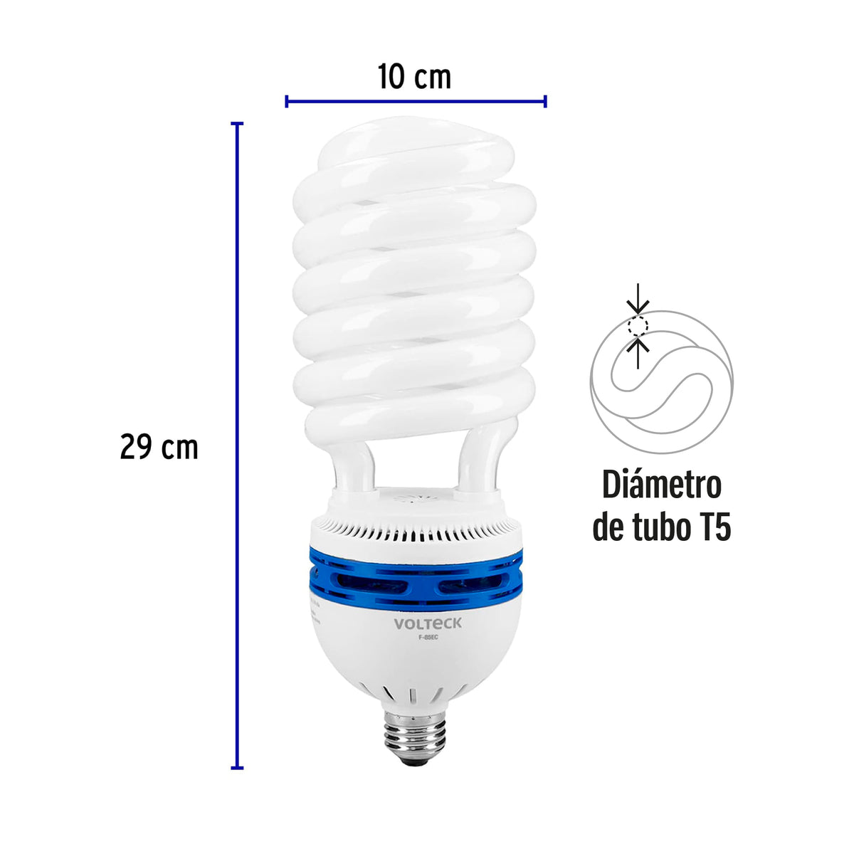 Lámpara 85 W, espiral, alta potencia, luz día, T5, en caja