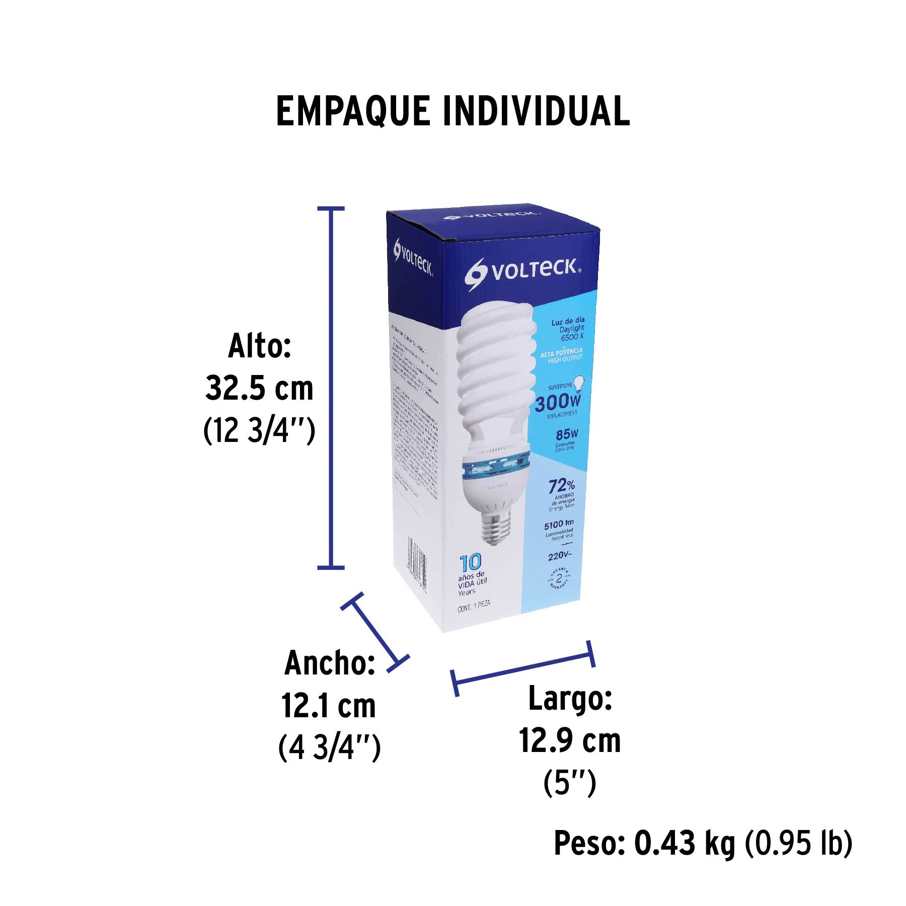 Lámpara 85 W, espiral, base mogul E39, luz día, T5, en caja