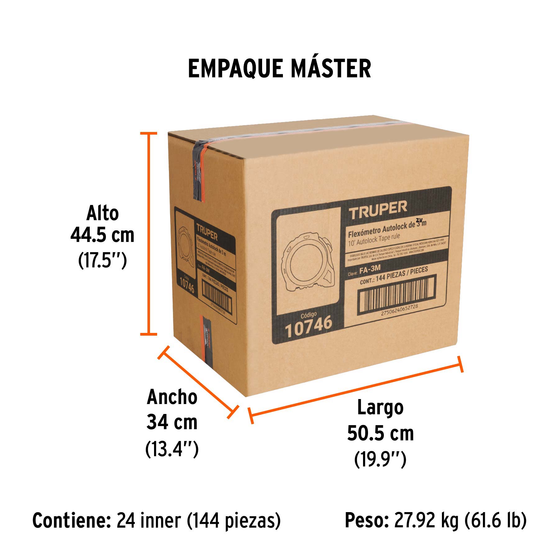Flexómetro Auto Lock, 3 m, cinta 16 mm