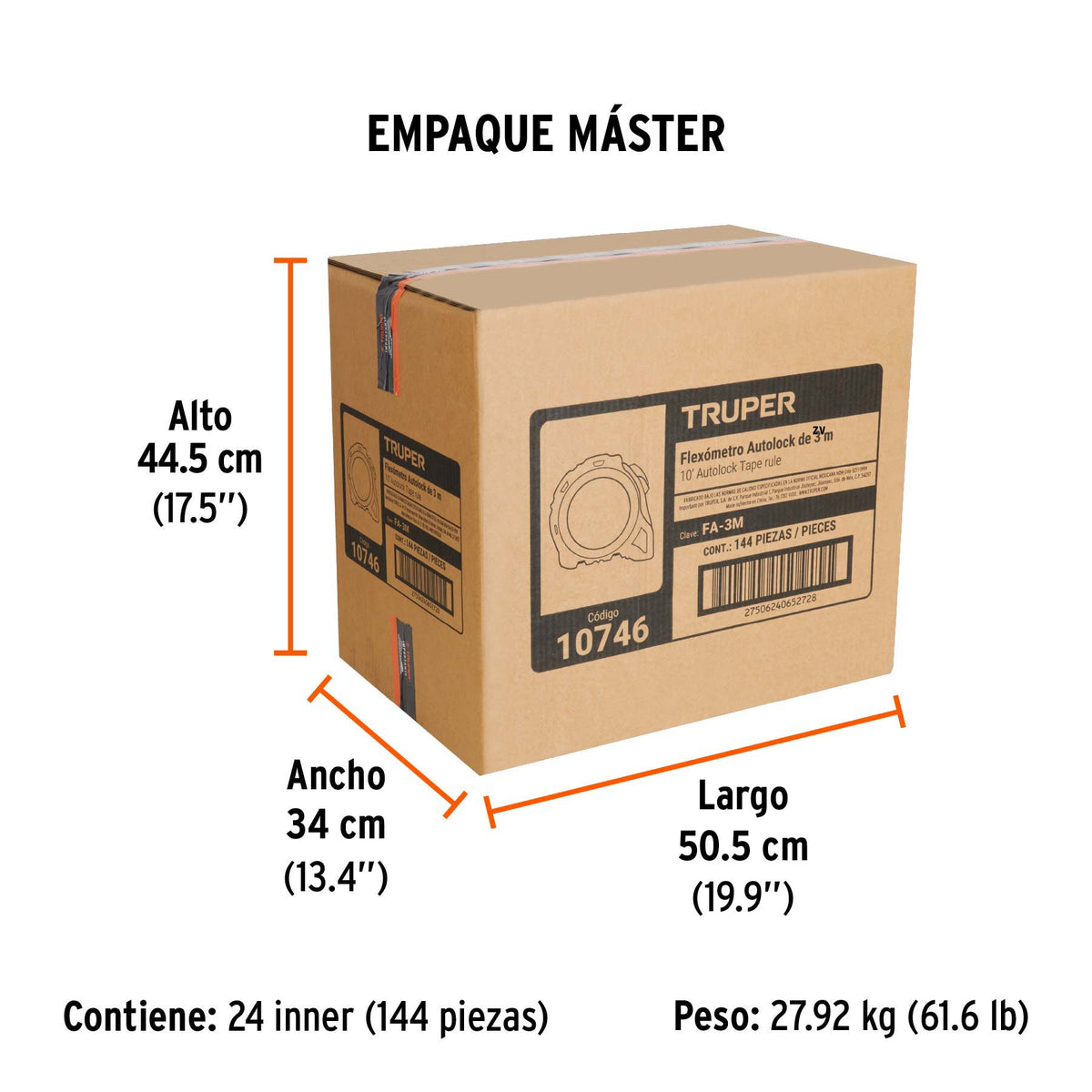 Flexómetro Auto Lock, 3 m, cinta 16 mm