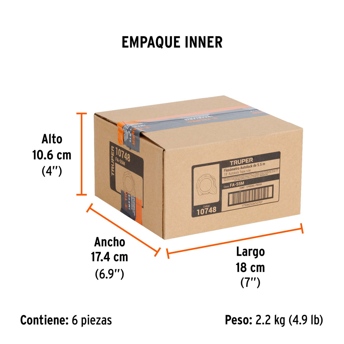 Flexómetro Auto Lock, 5.5 m, cinta 25 mm