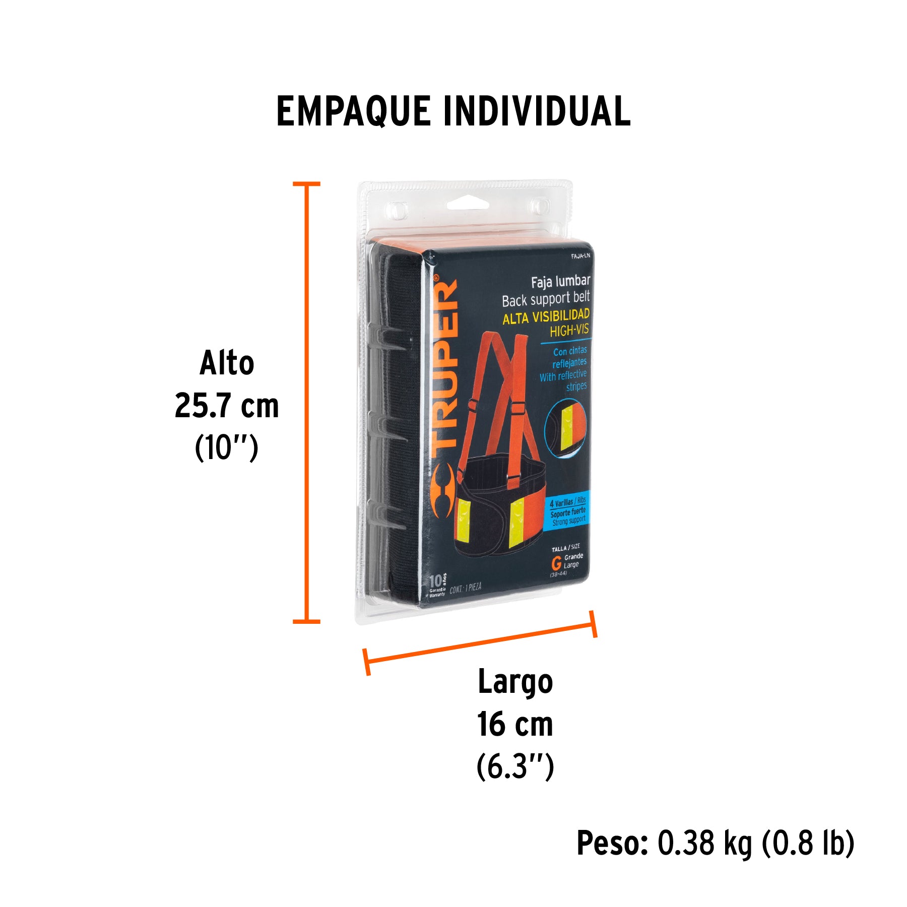 Faja alta visibilidad, naranja, G