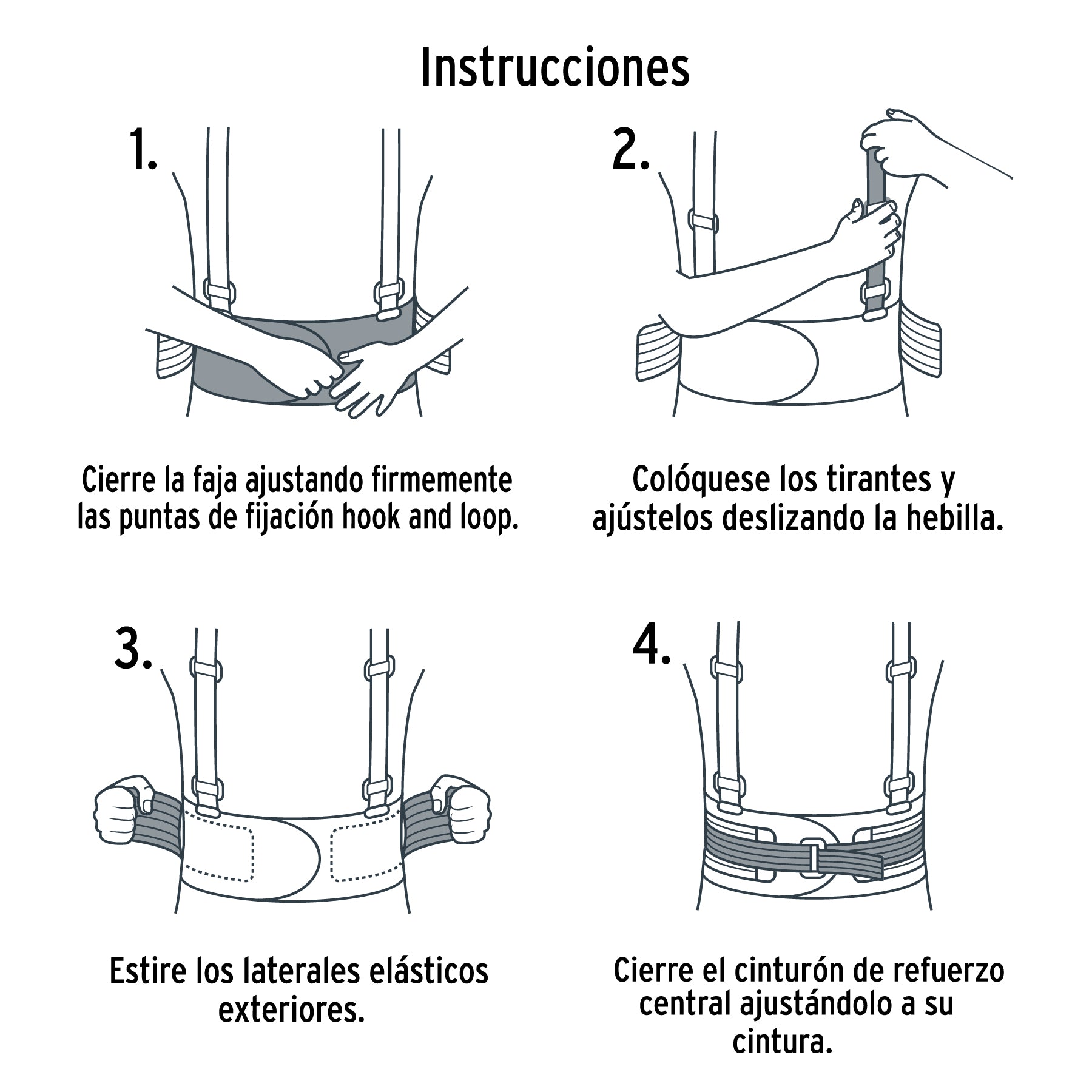 Faja con tirantes y tercer cinturón, ajustables,talla grande