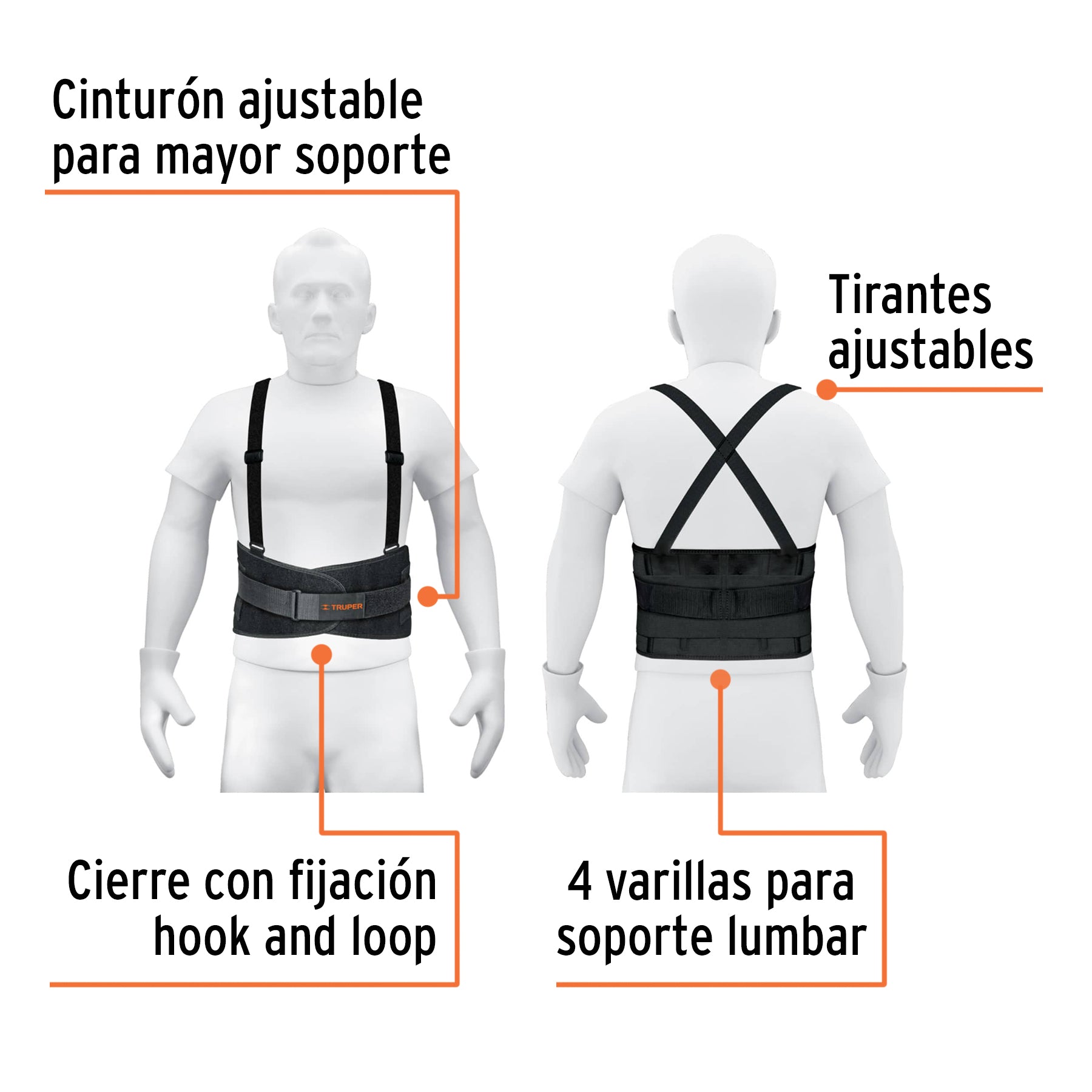Faja con tirantes y tercer cinturón, ajustables,talla grande