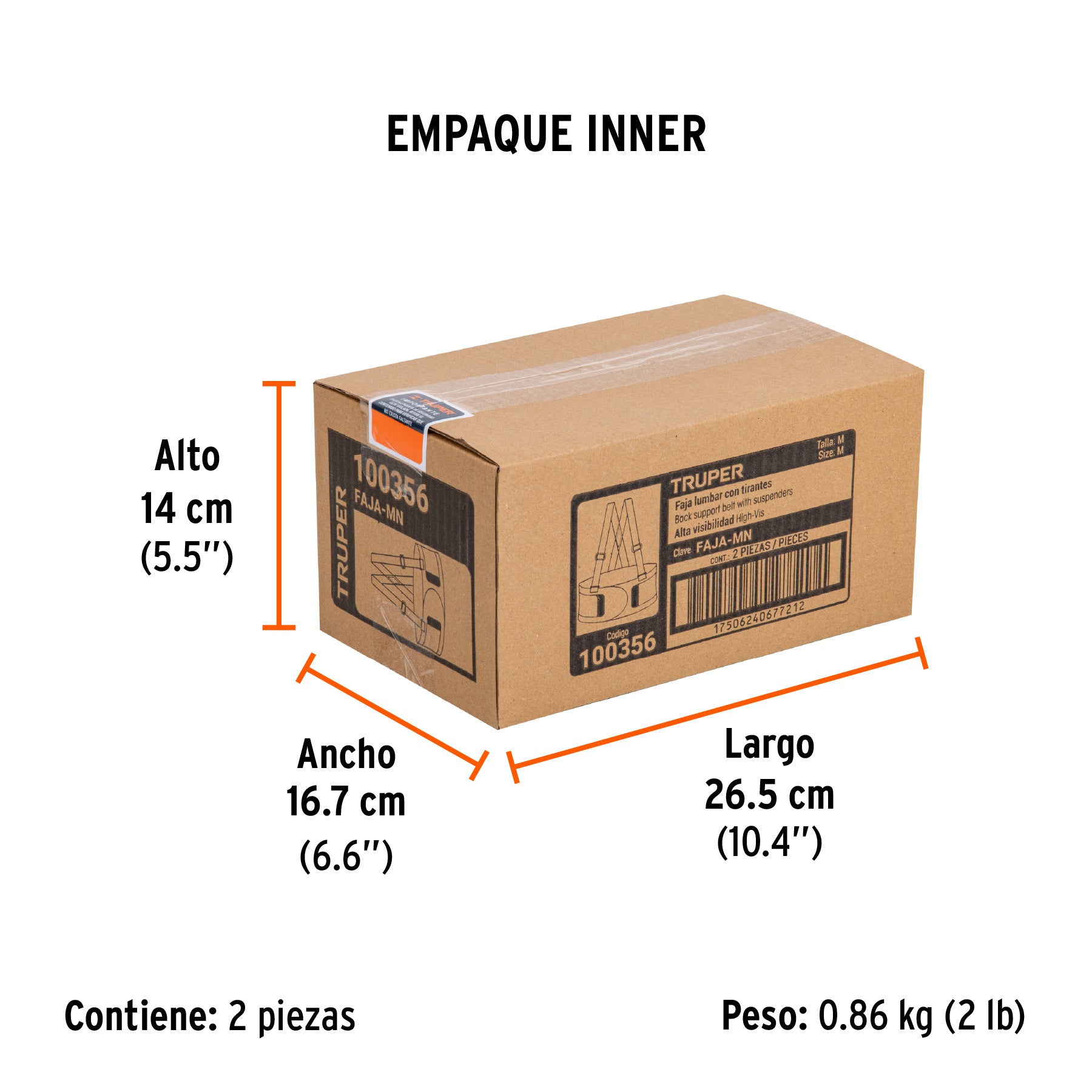 Faja alta visibilidad, naranja, M
