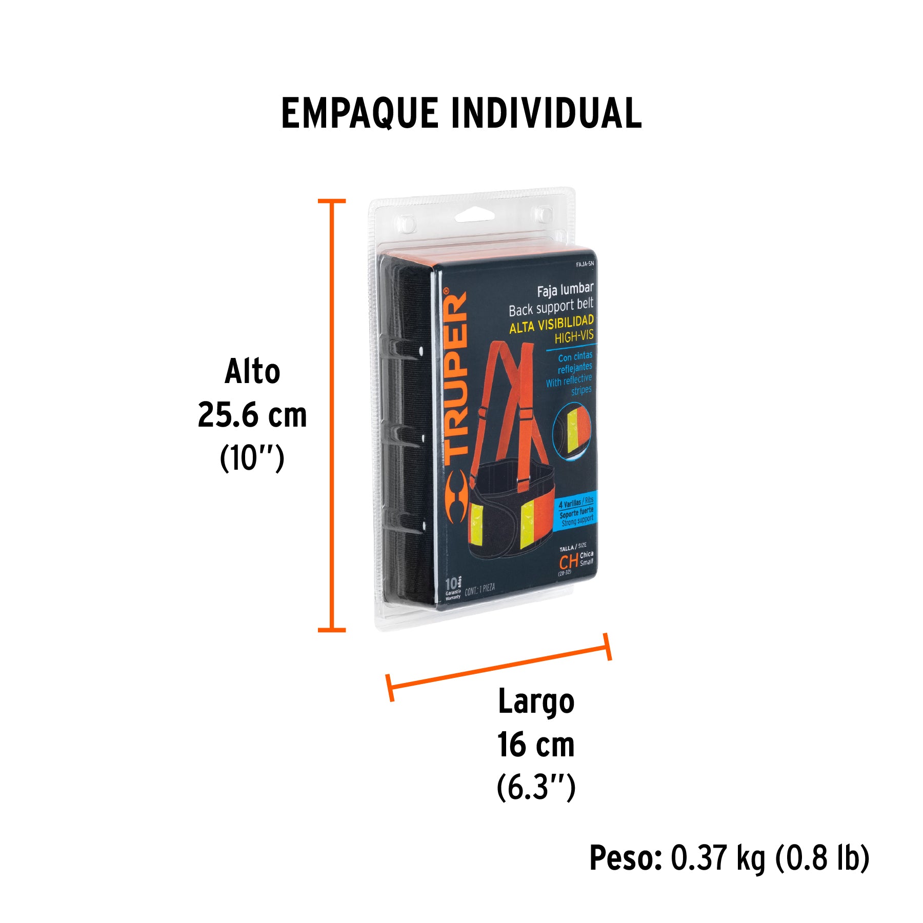 Faja alta visibilidad, naranja, CH