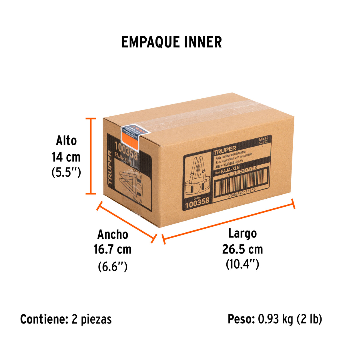 Faja alta visibilidad, naranja, XG