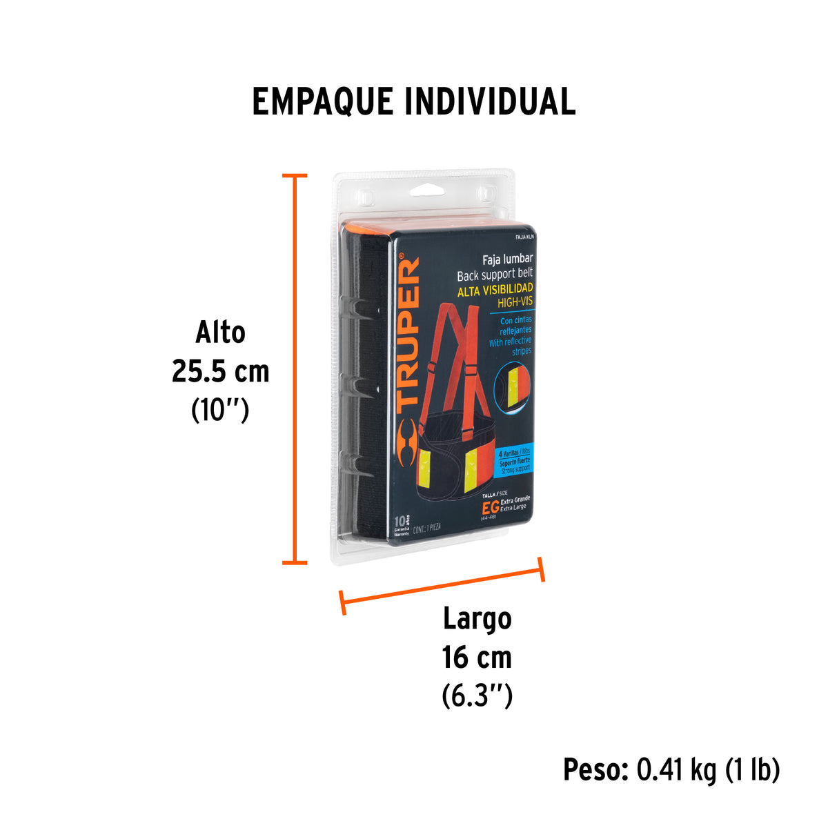 Faja alta visibilidad, naranja, XG