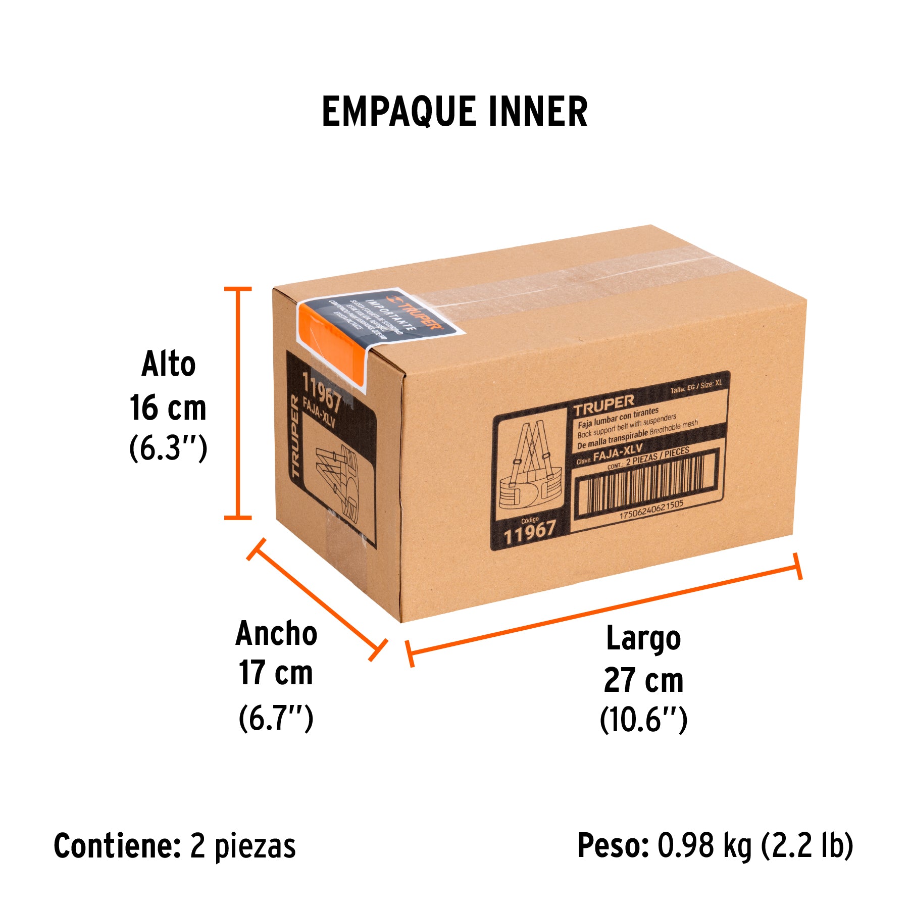 Faja ventilada con tirantes, talla extra-grande