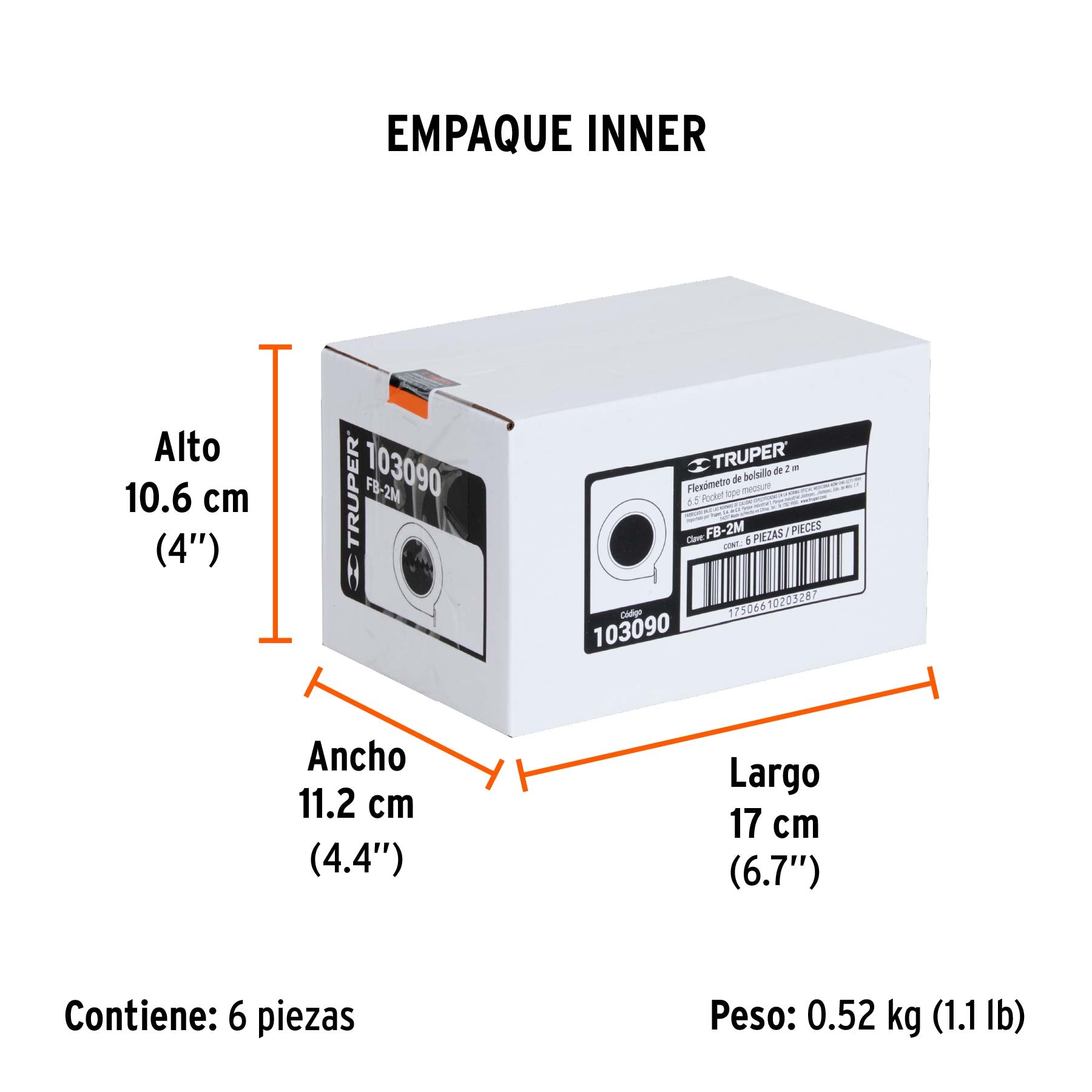 Flexómetro de bolsillo 2m, Truper