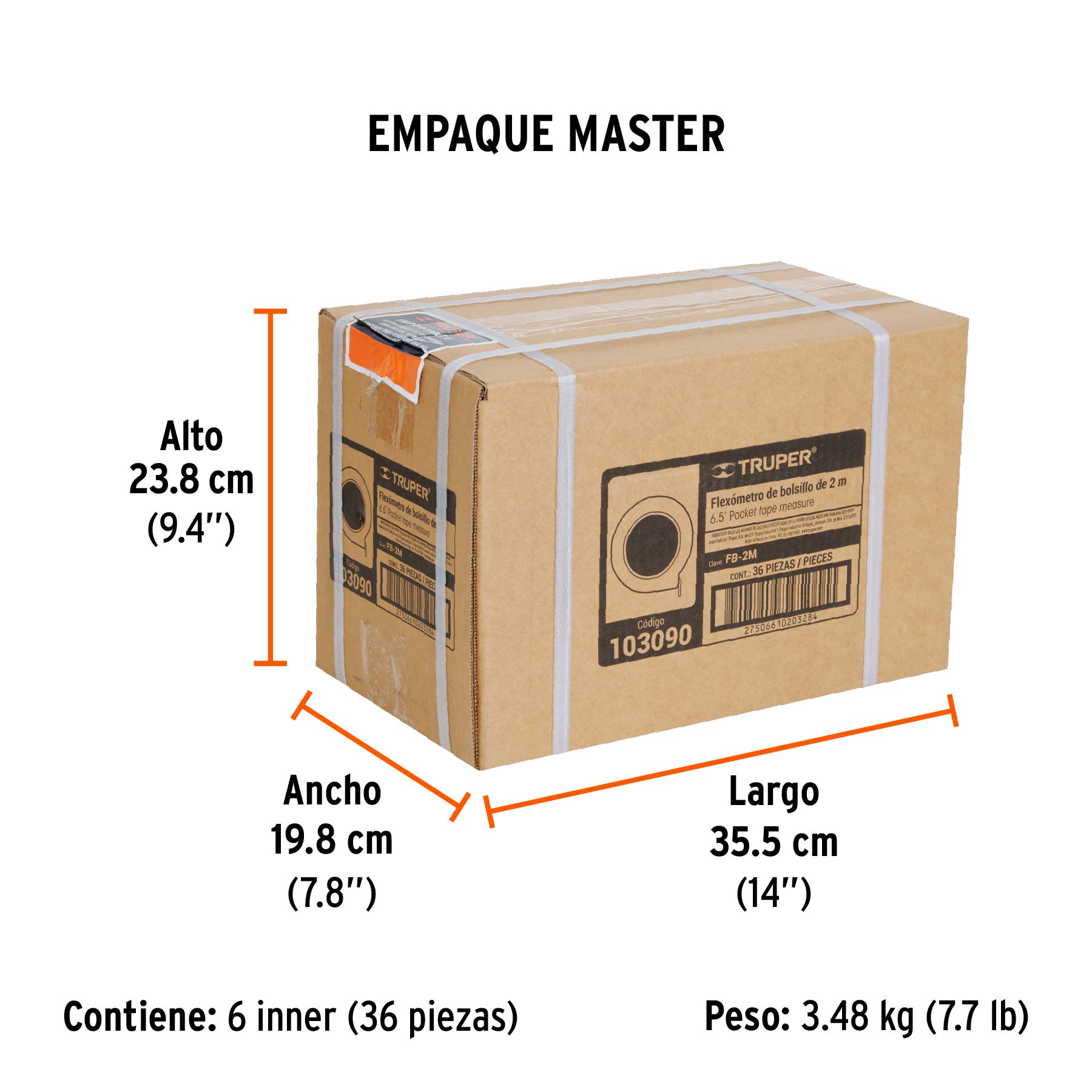 Flexómetro de bolsillo 2m, Truper