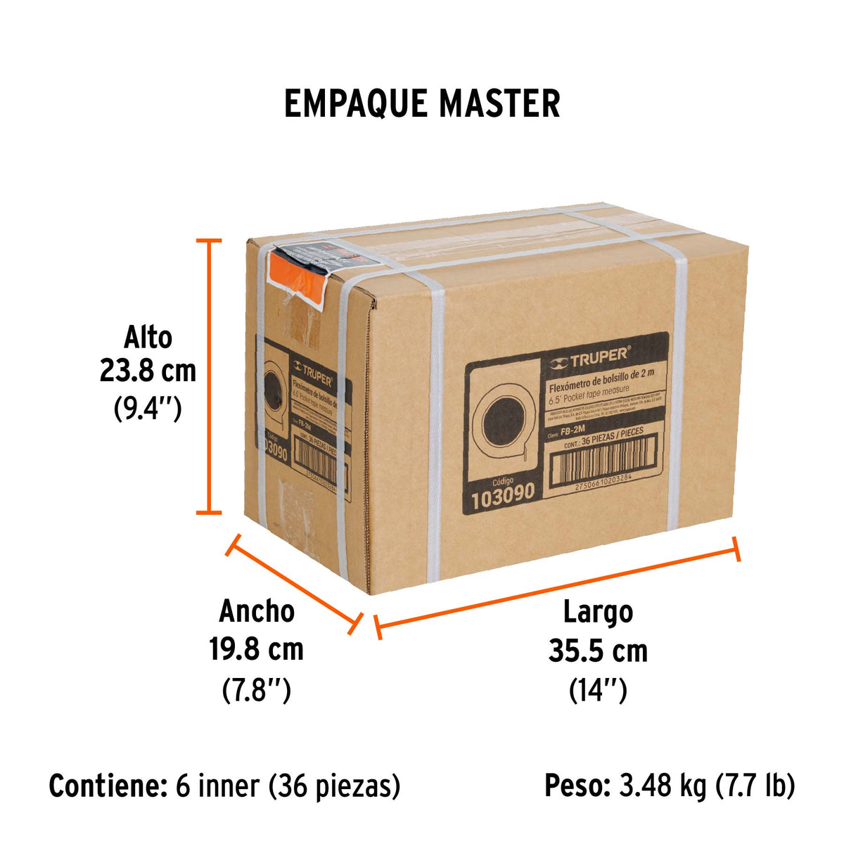Flexómetro de bolsillo 2m, Truper